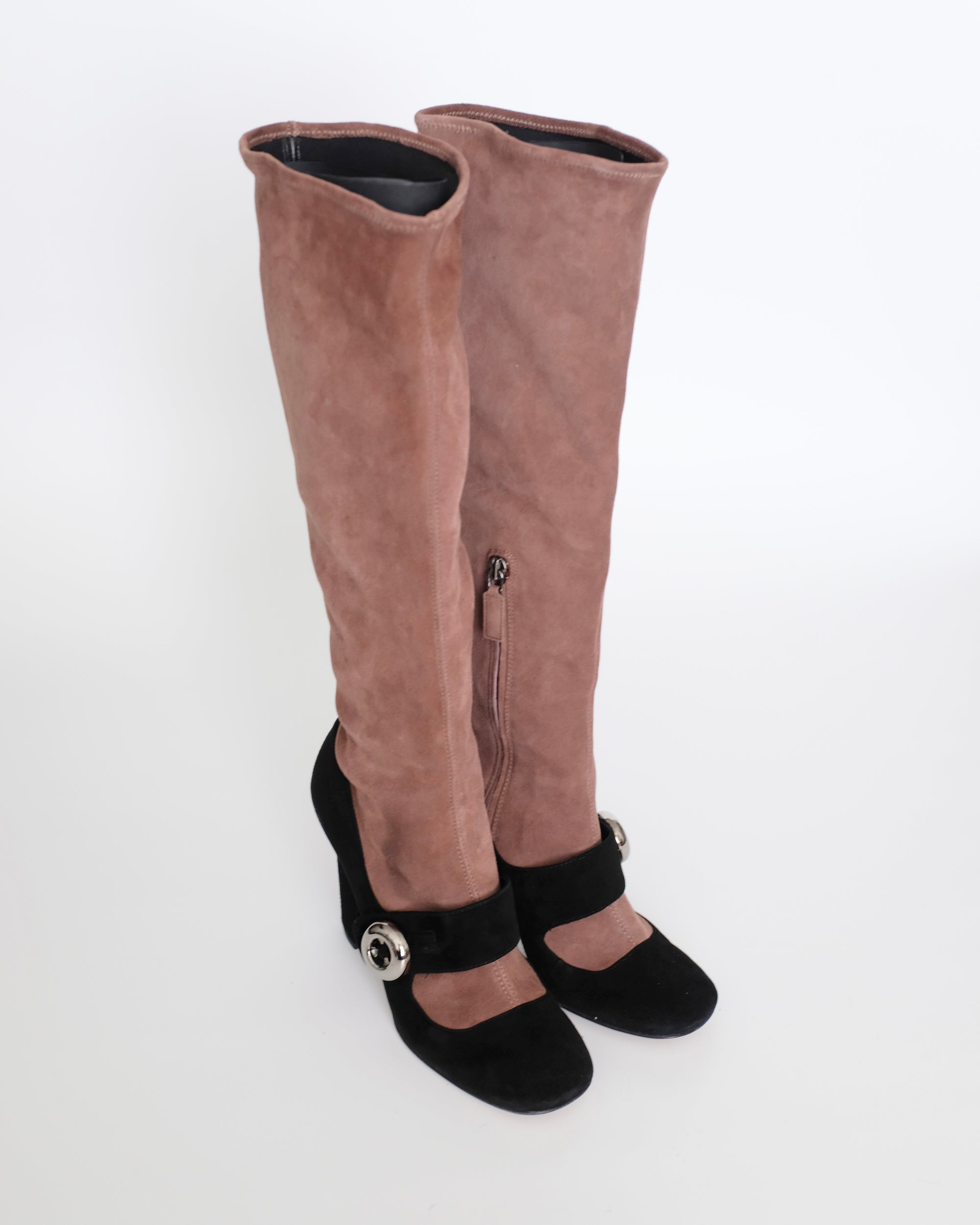 Prada FW2011 Purple Mary Jane Button Boots (37.5)