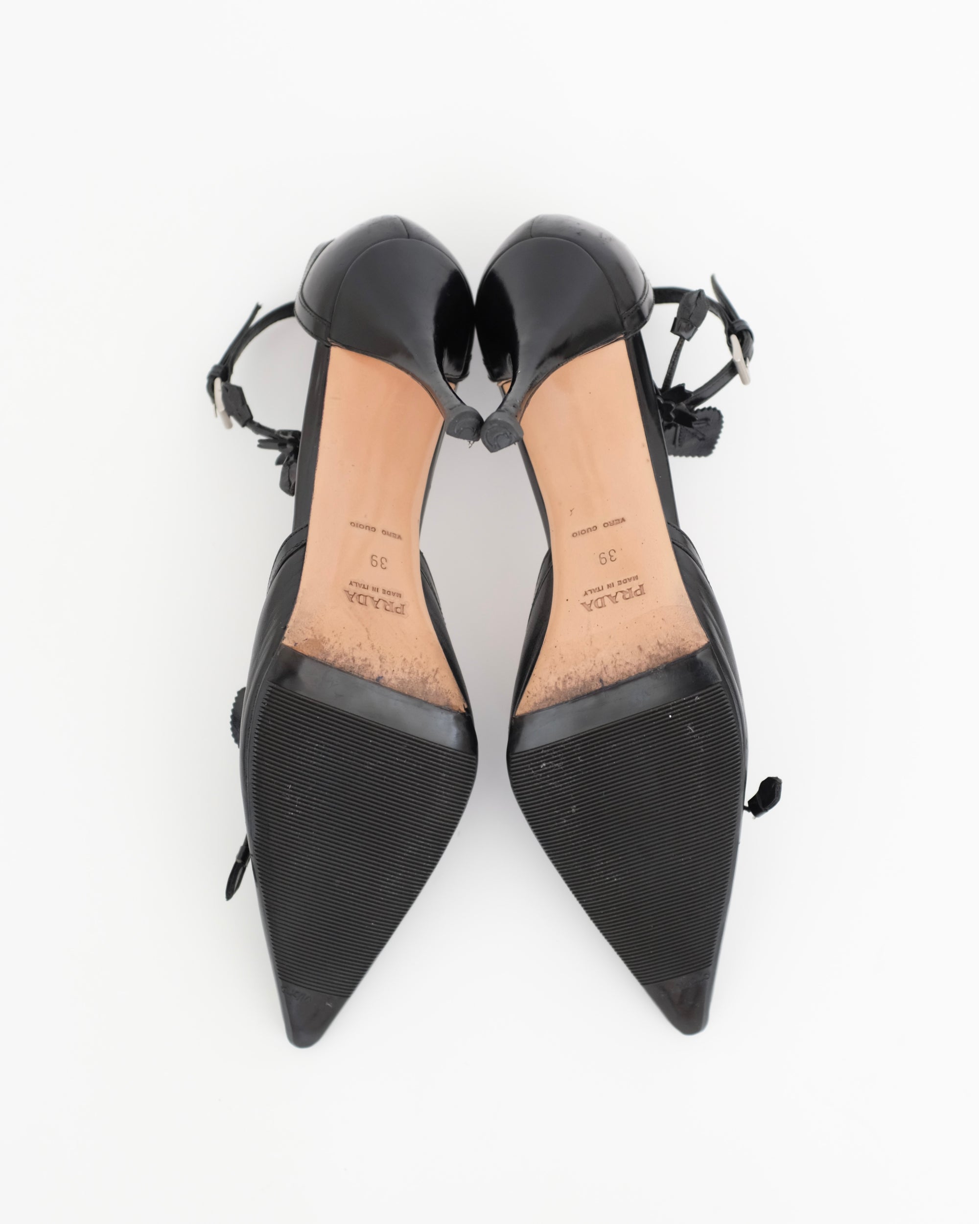 Prada FW2002 Floral Ankle Strap Heels (39)