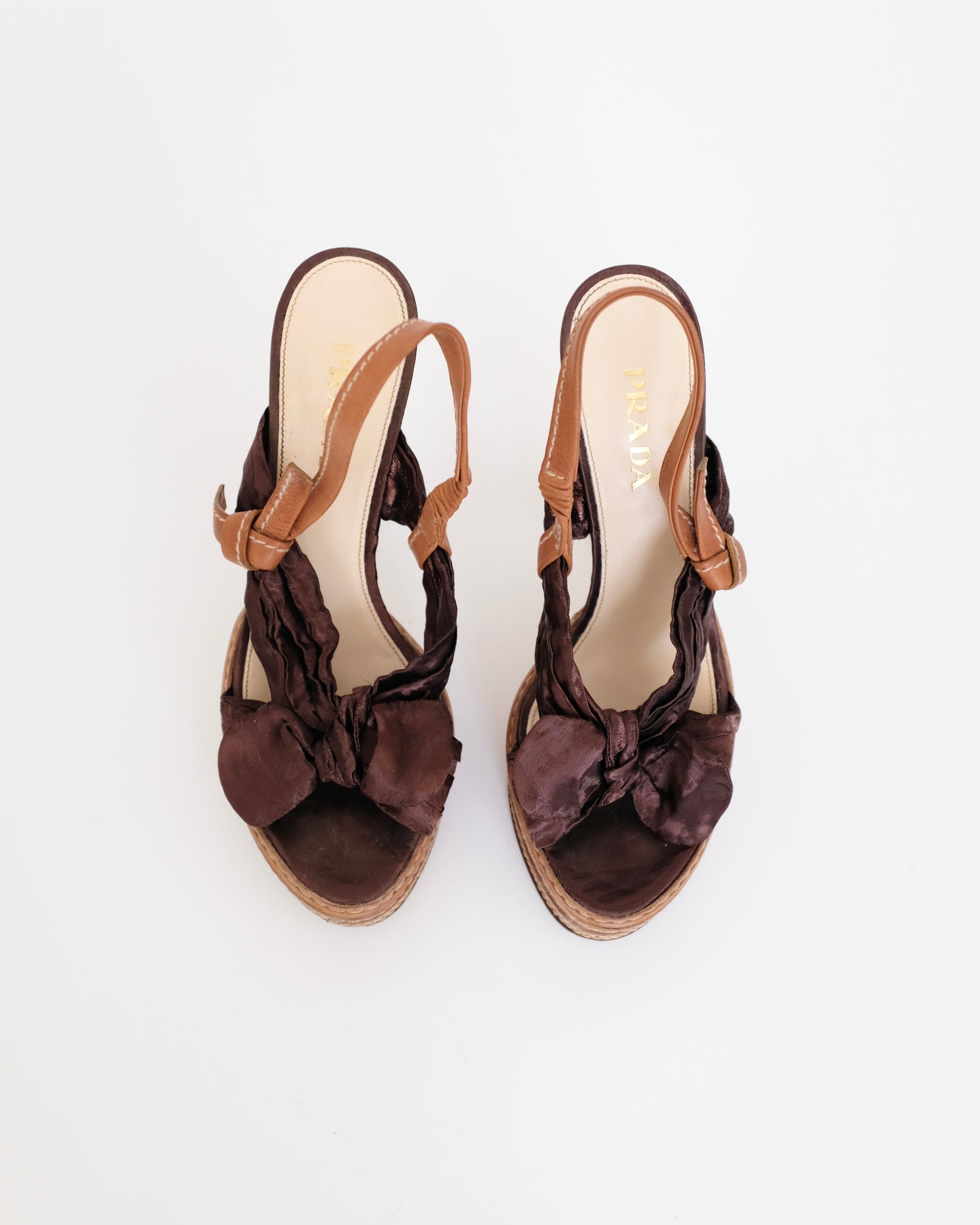 Prada SS2009 Silk Platform Sandals (38.5)