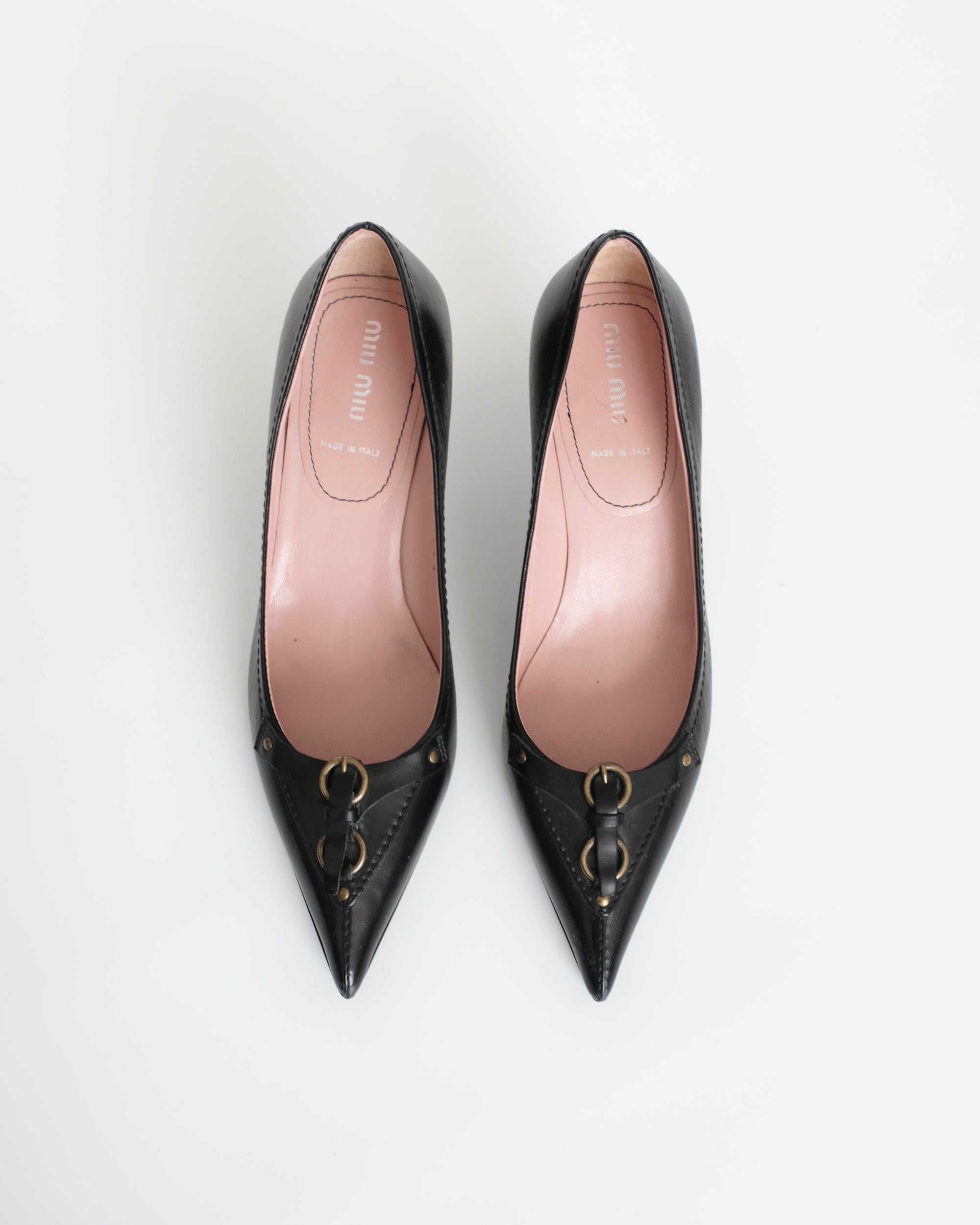 Miu Miu Buckle Harness Kitten Heels (37)