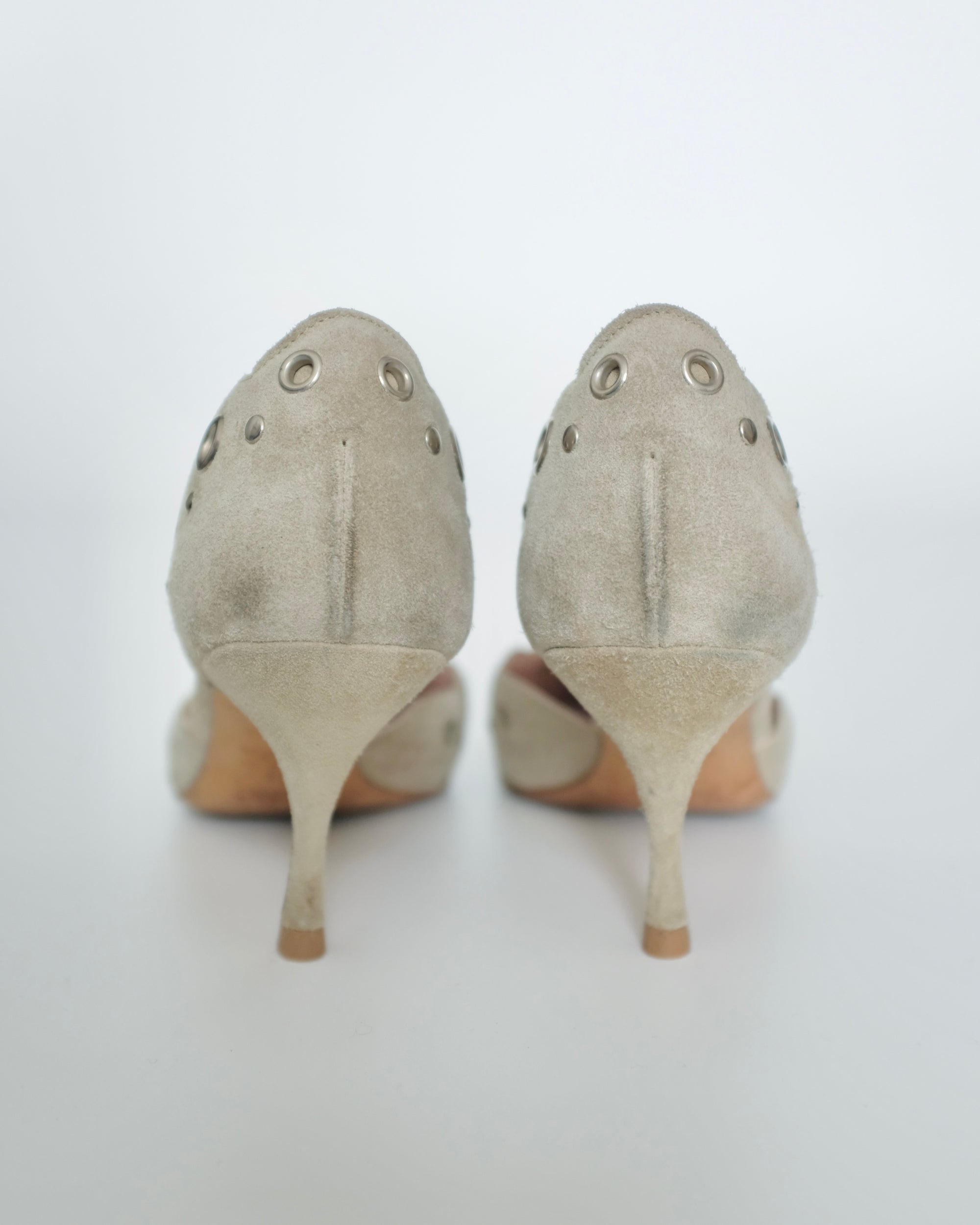 Prada Suede Eyelet Kitten Heels (37)