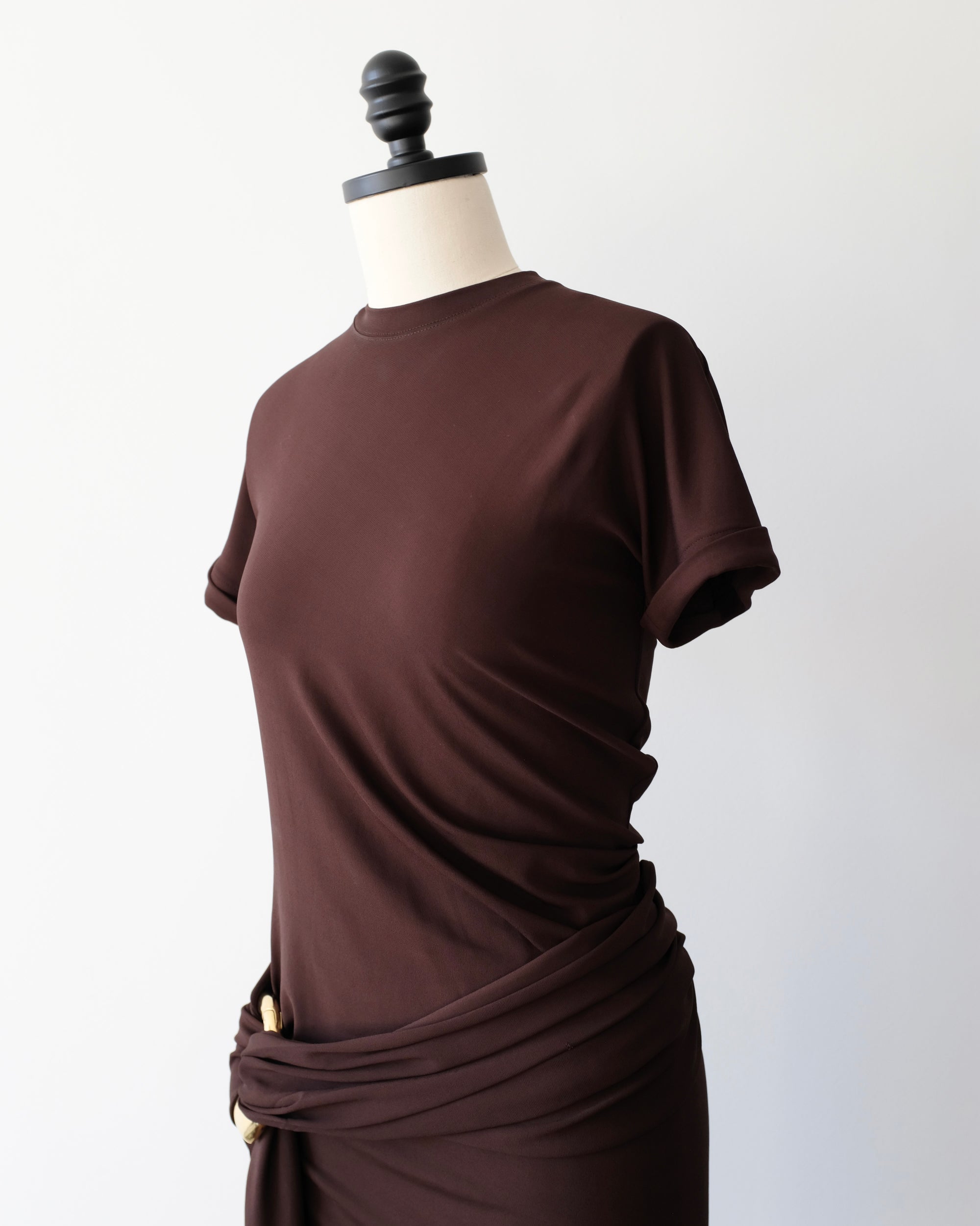 Ferragamo Draped Jersey Dress with Gold Hardware (S)