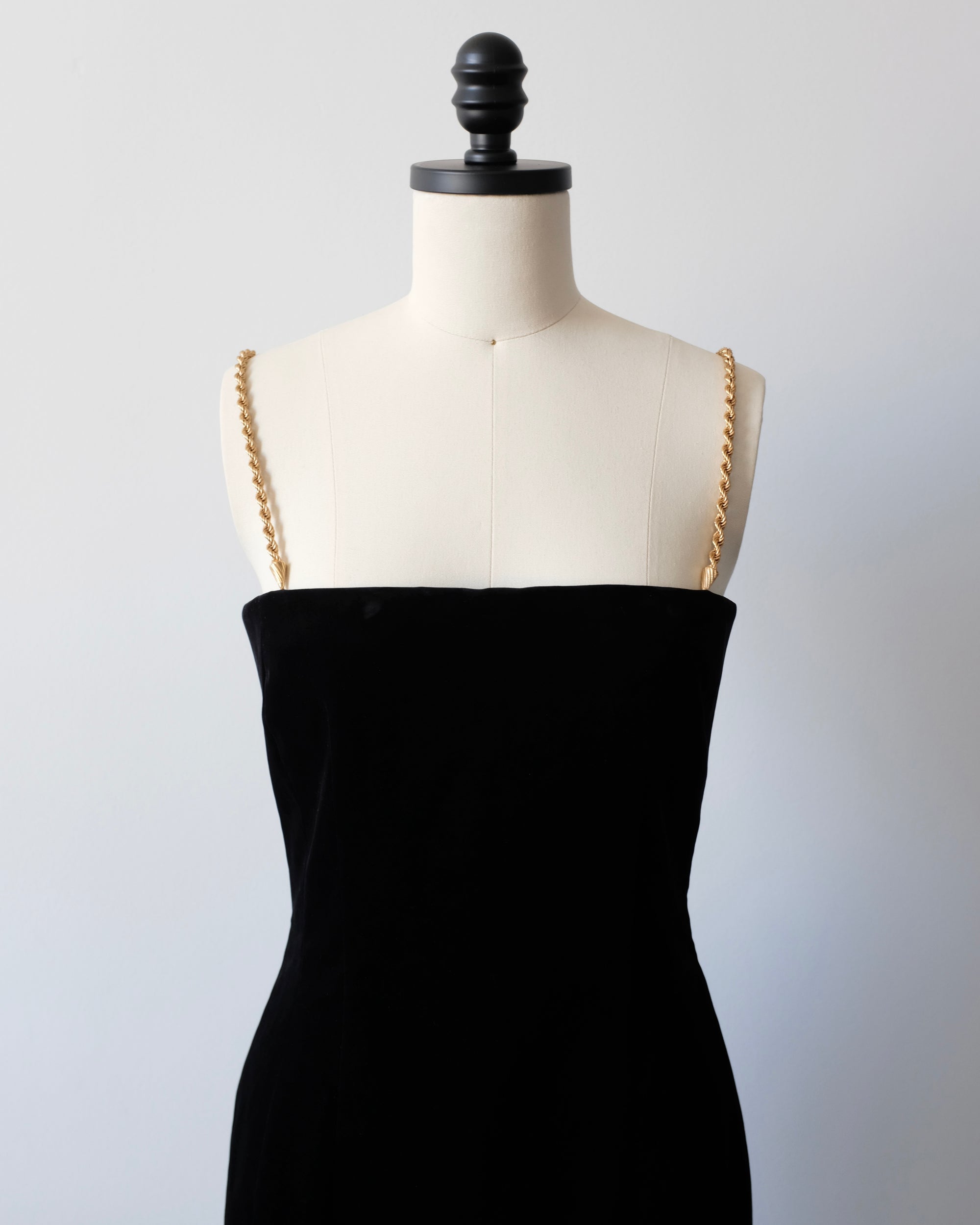 Ferragamo FW2023 Velvet Dress with Gold Chains (XS)