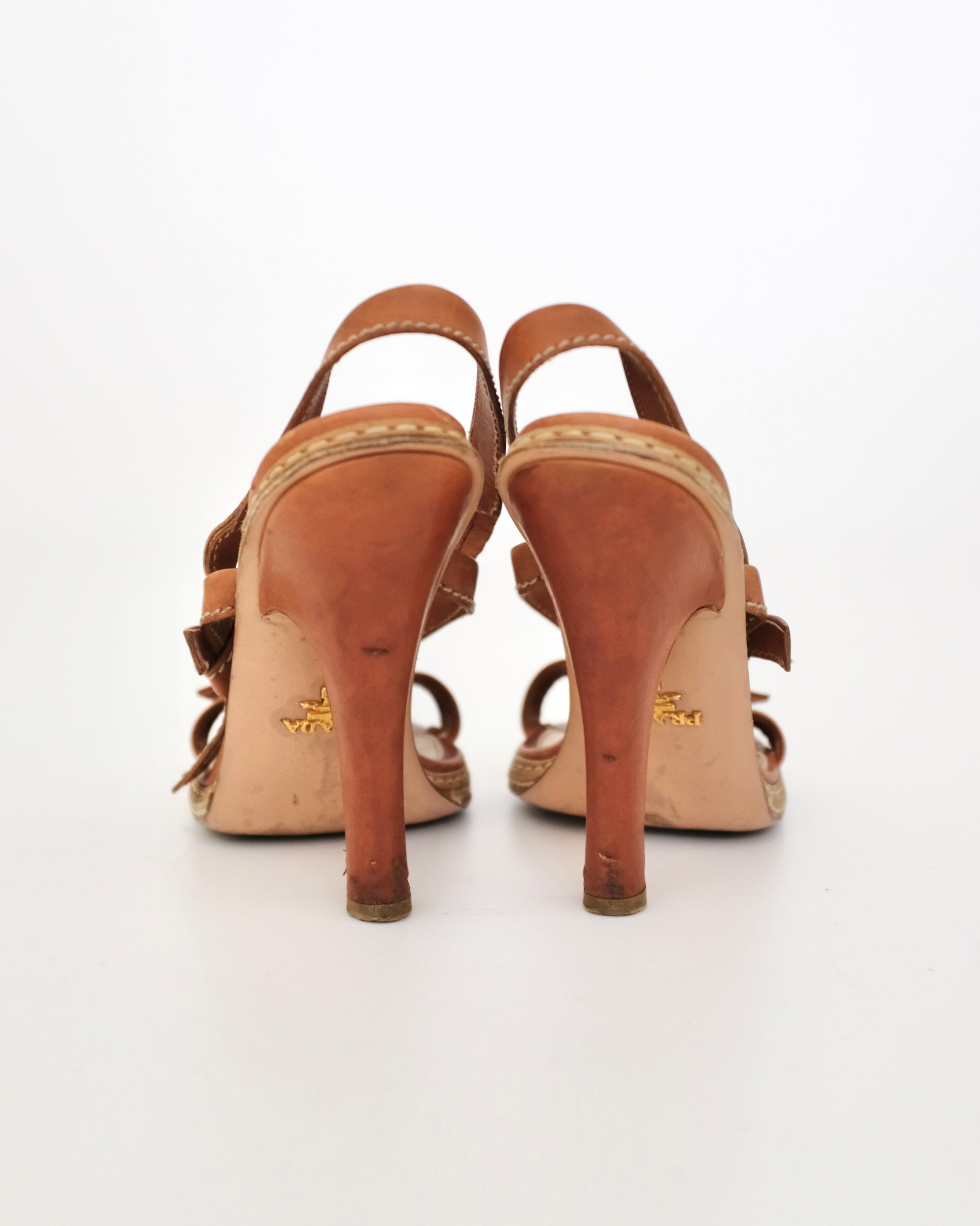 Prada SS2009 Tan Criss Cross Sandals (37.5)