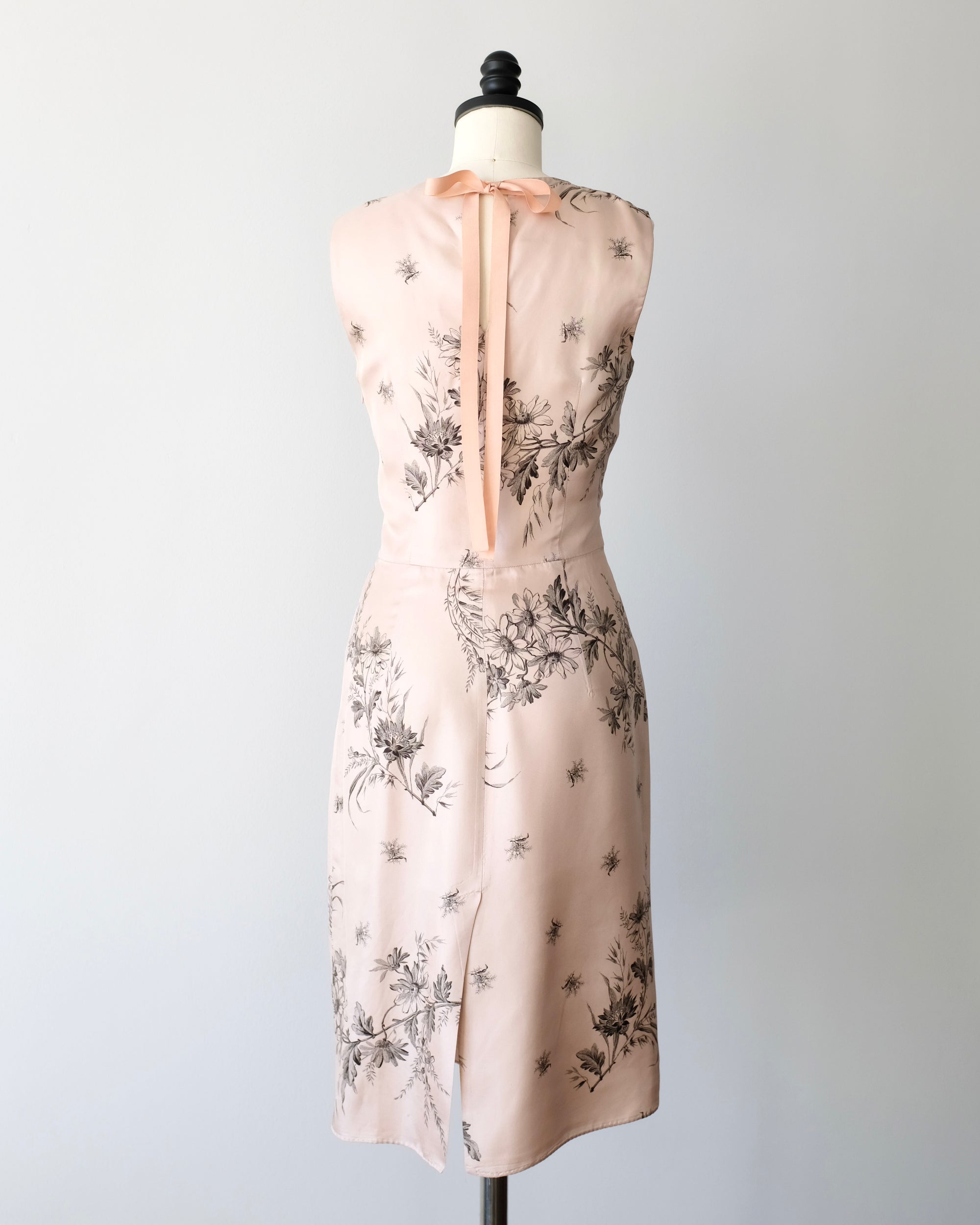 Prada Silk Floral Midi Dress with Bow Back (XS)