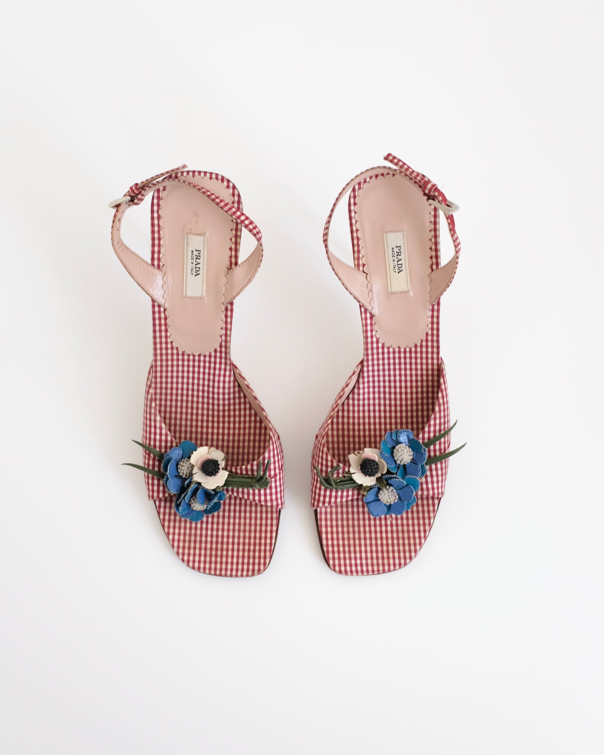 Prada 2000's Floral Gingham Sandals (37)
