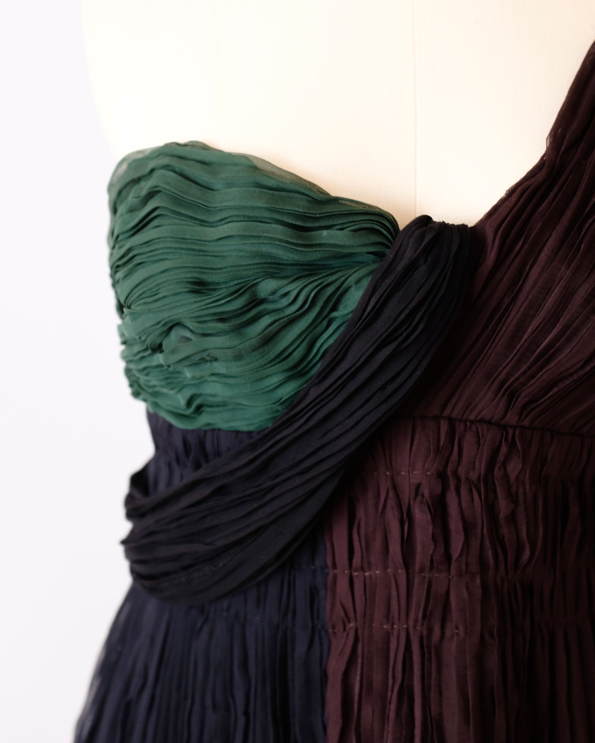 Prada SS2005 Color Block Pleated Mini Dress (XS)