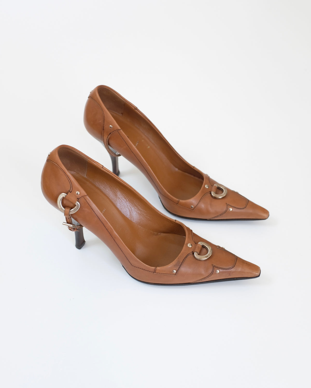 Prada Cognac Harness Heels (38.5)