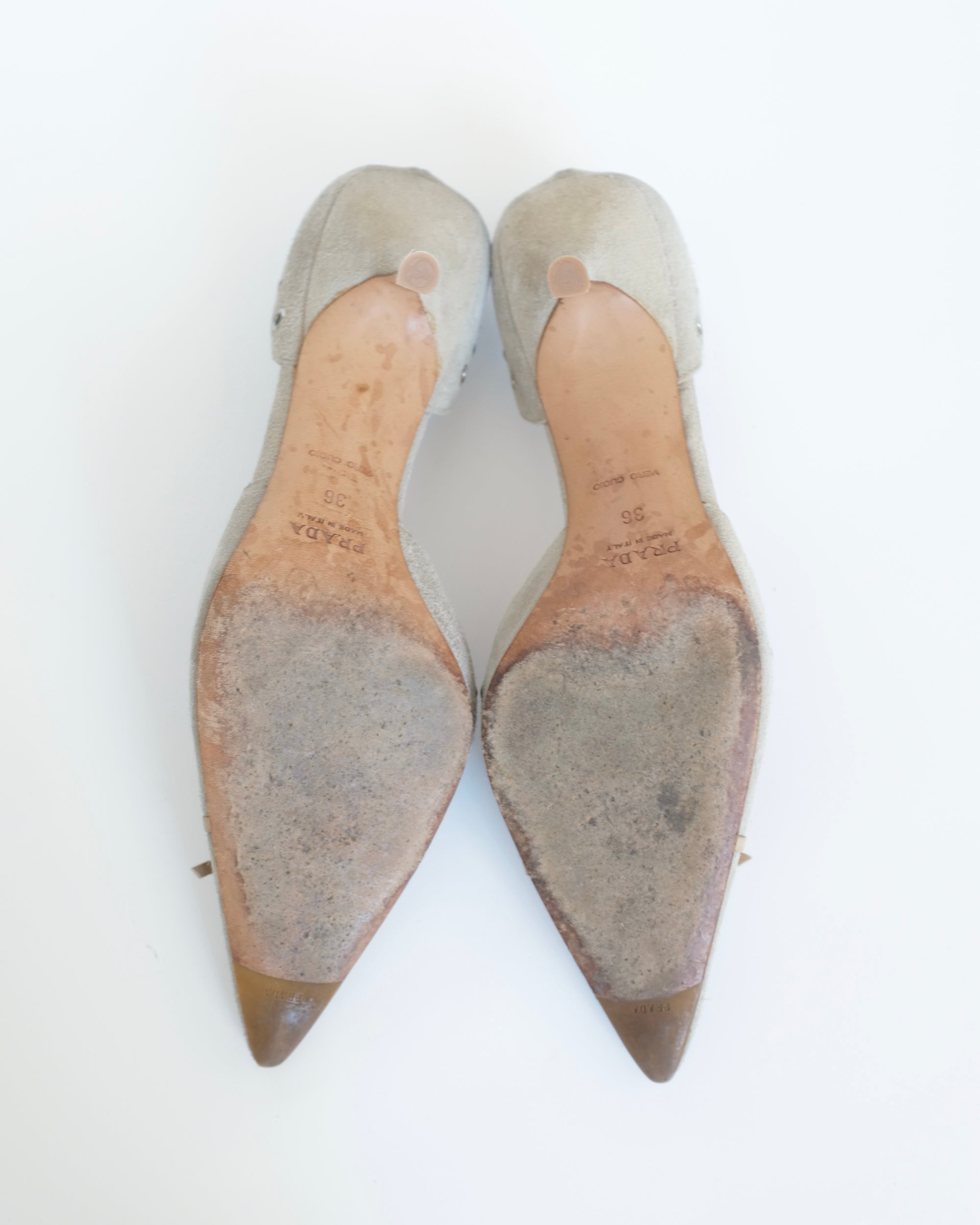 Prada Suede Eyelet Kitten Heels (37)