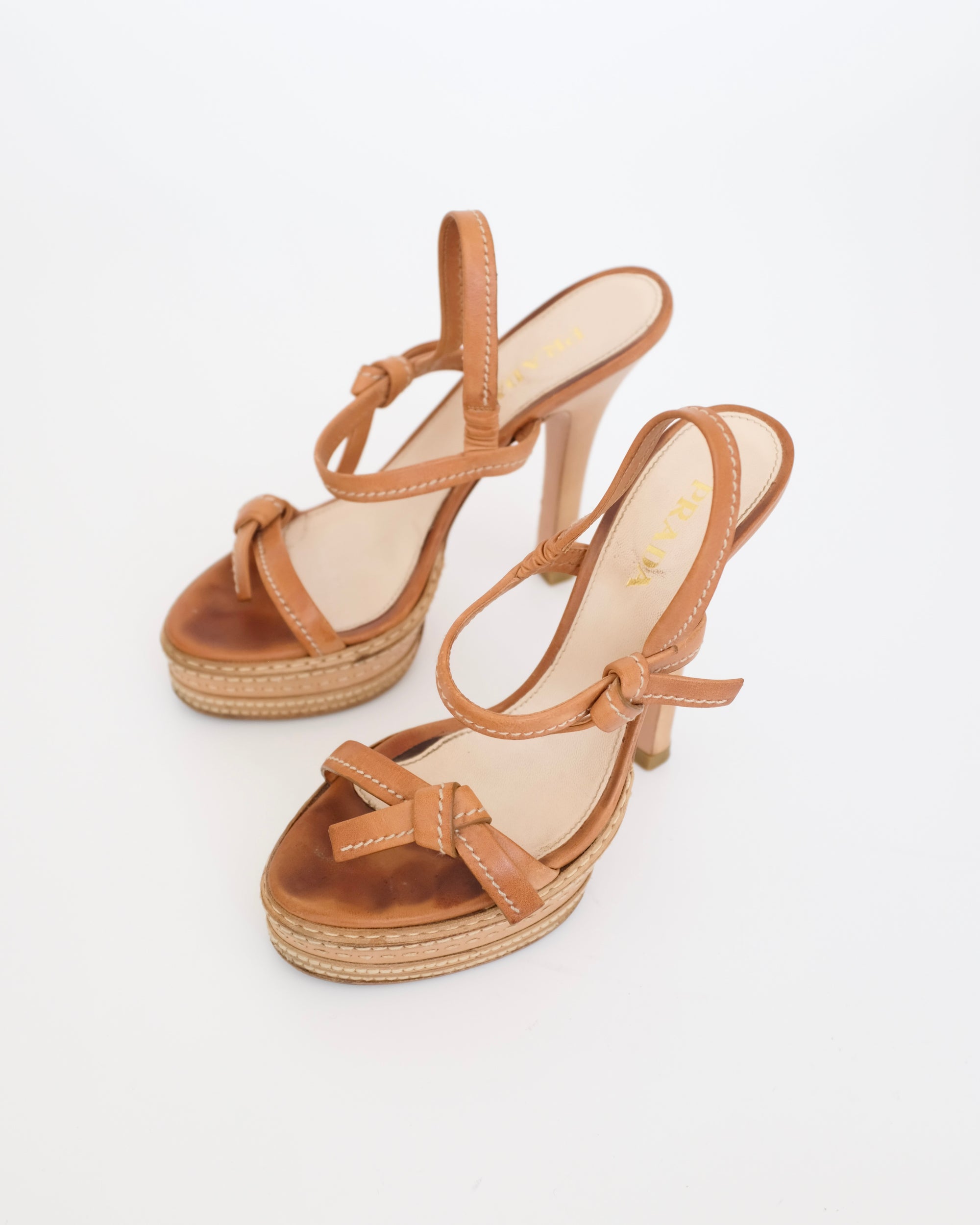 Prada SS2009 Tan Platform Sandals (38)