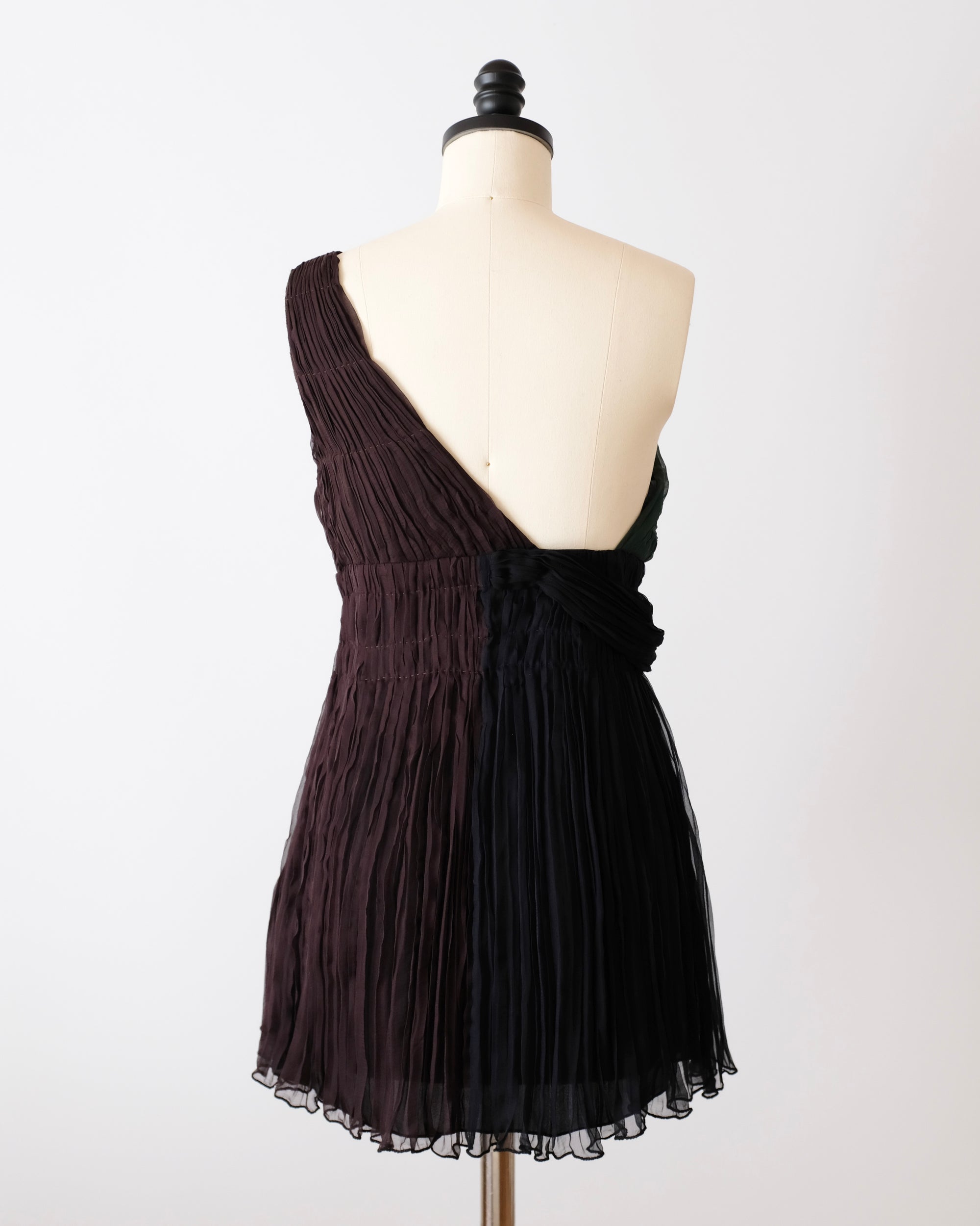 Prada SS2005 Color Block Pleated Mini Dress (XS)