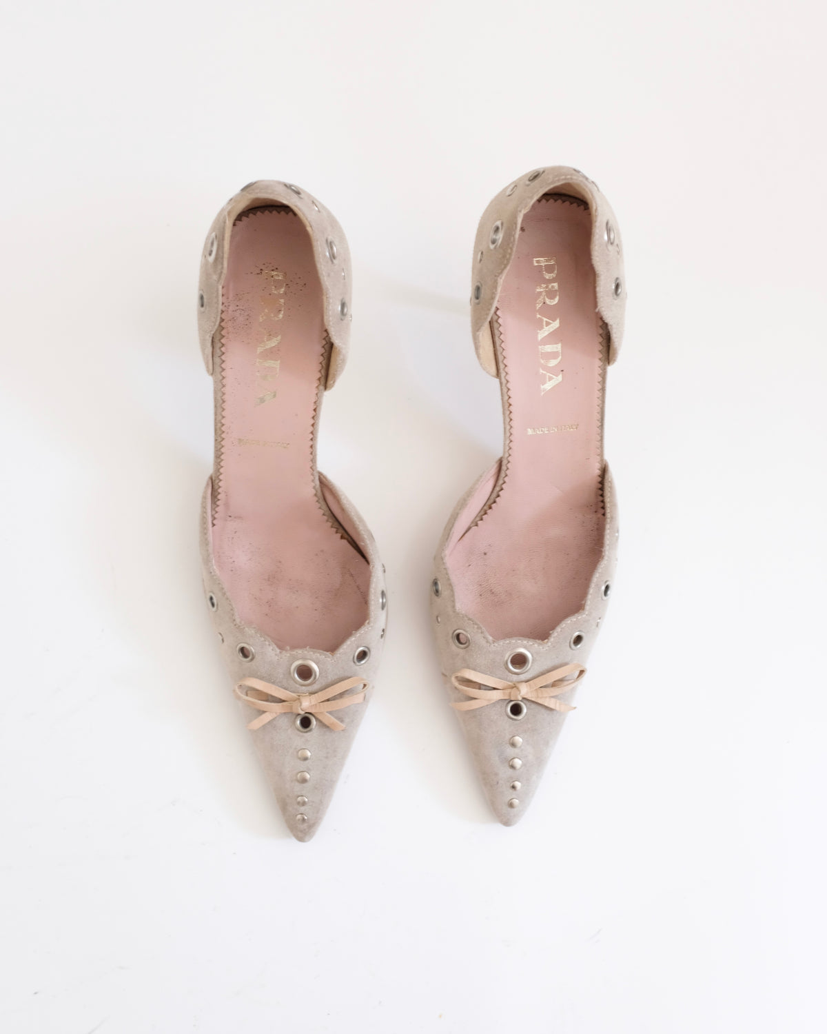 Prada Suede Eyelet Kitten Heels (38.5)
