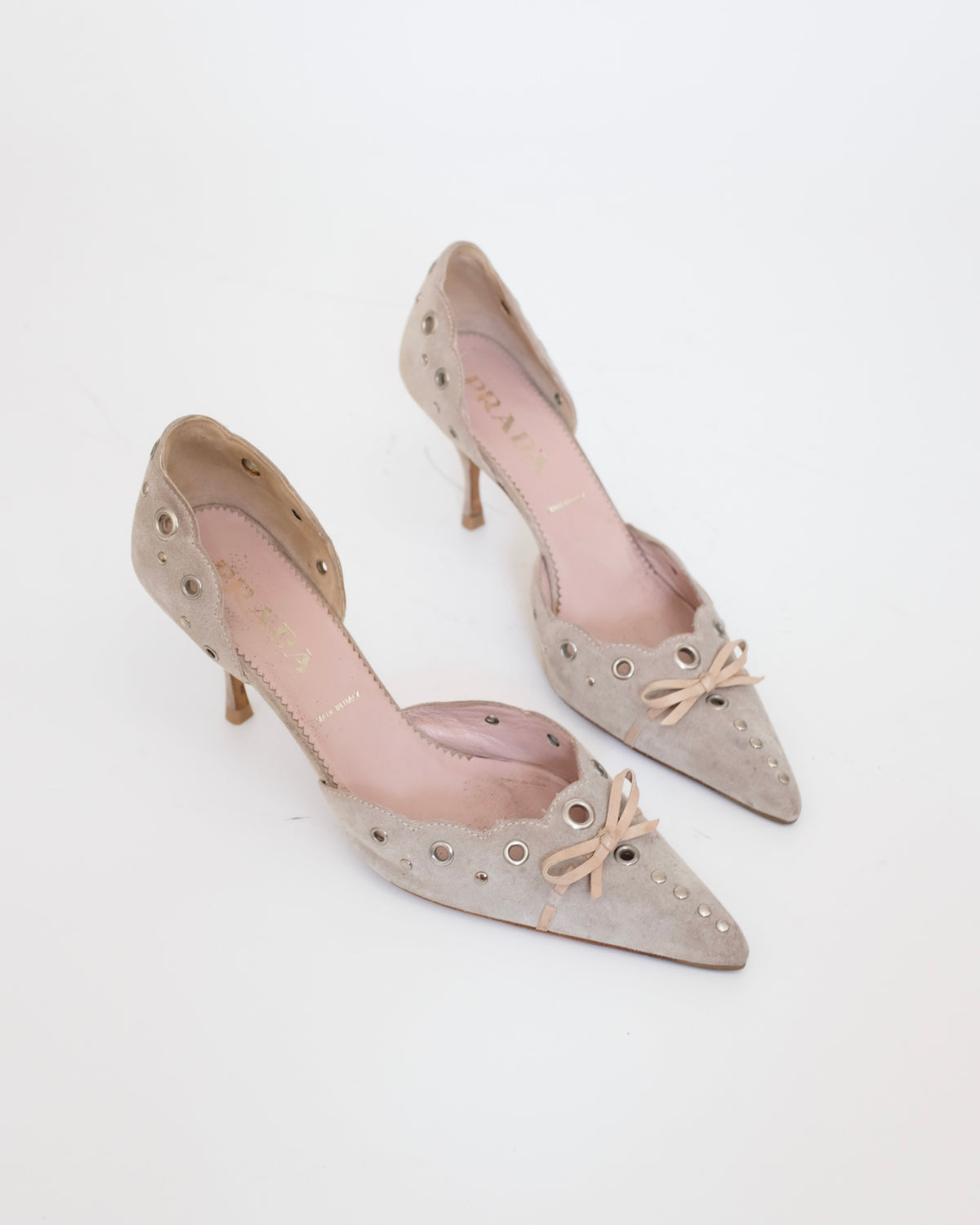 Prada Suede Eyelet Kitten Heels (38.5)