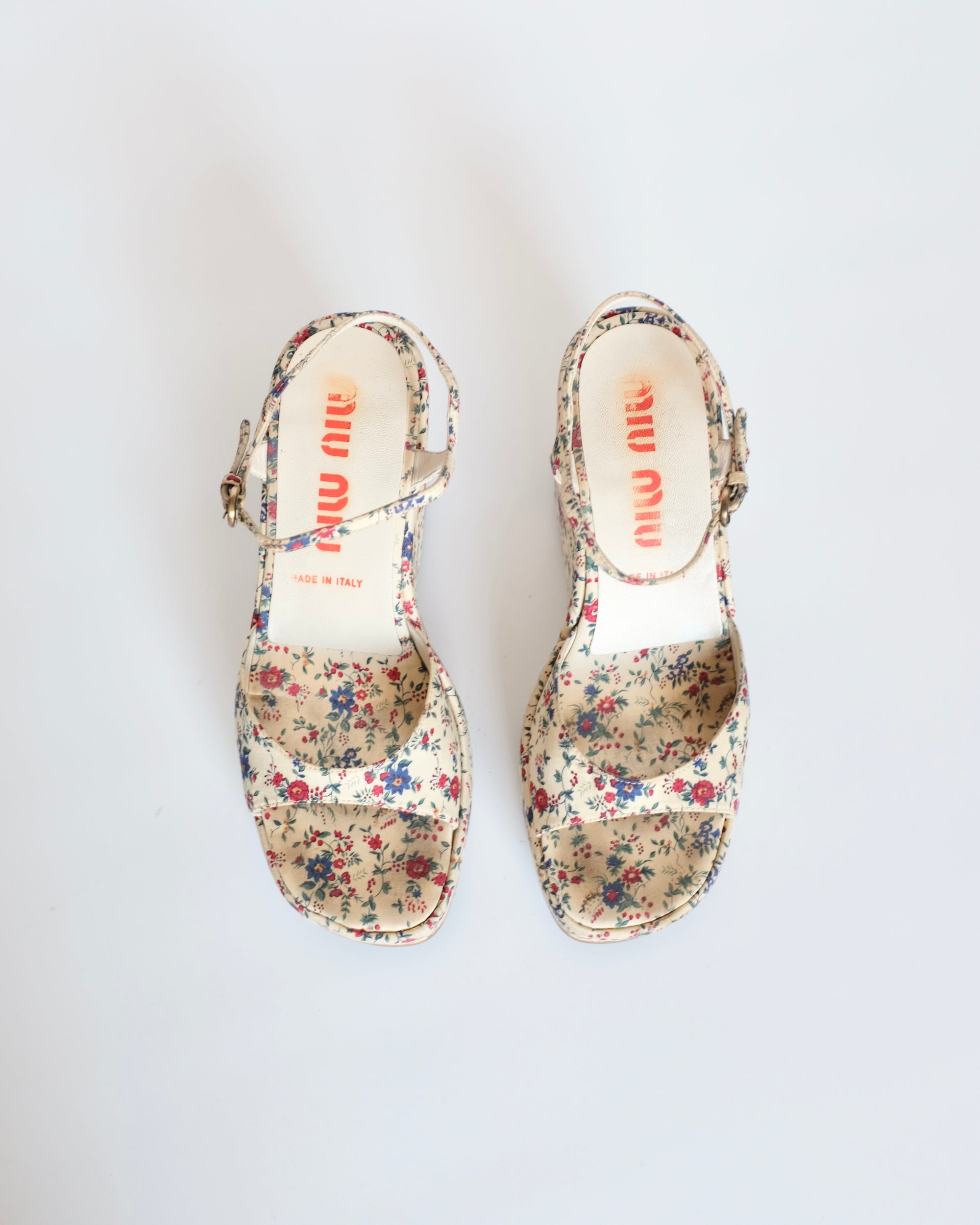 Miu Miu 90's Floral Platform Sandals (38.5)