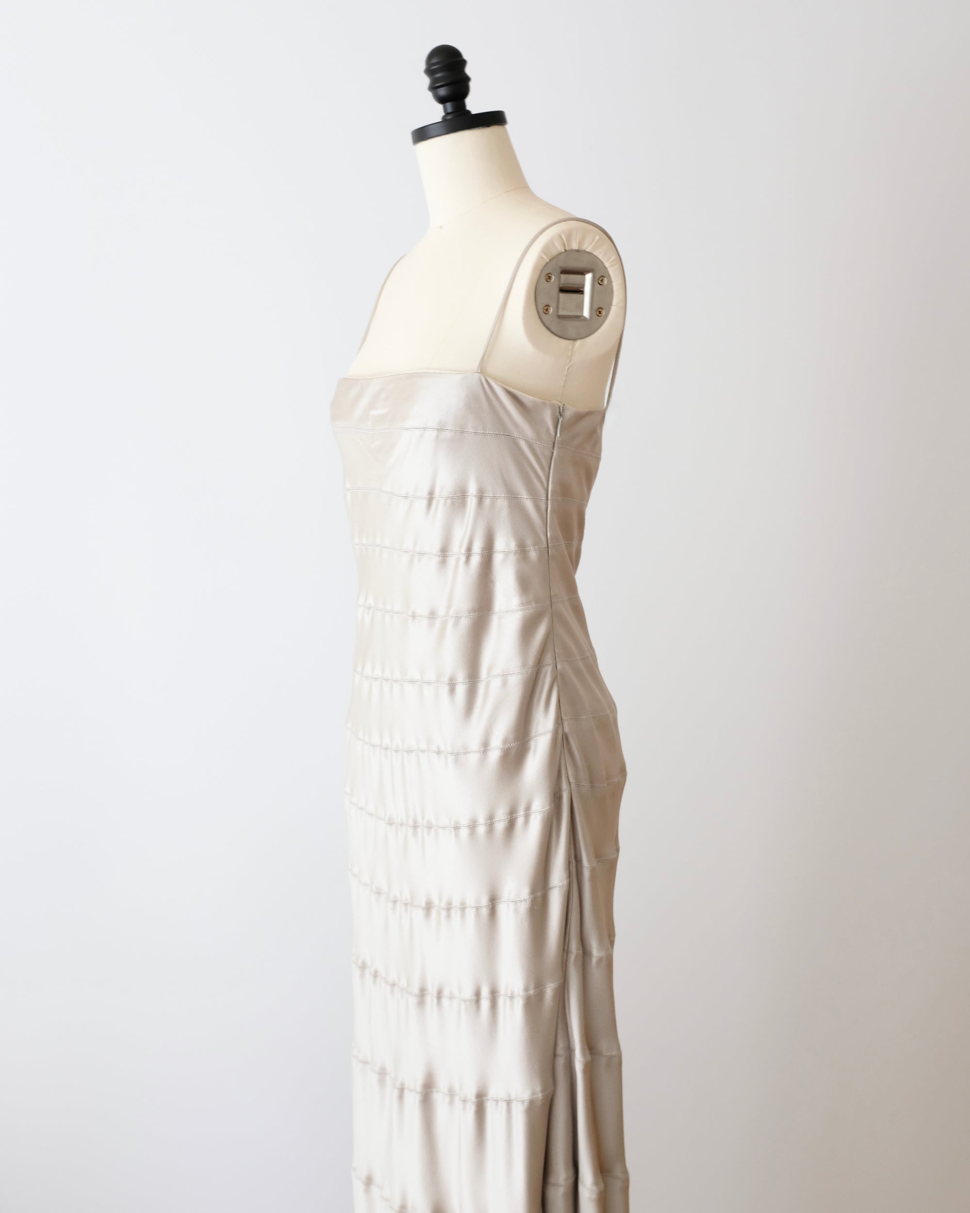 Calvin Klein Collection 1990s Silver Silk Gown (XS)