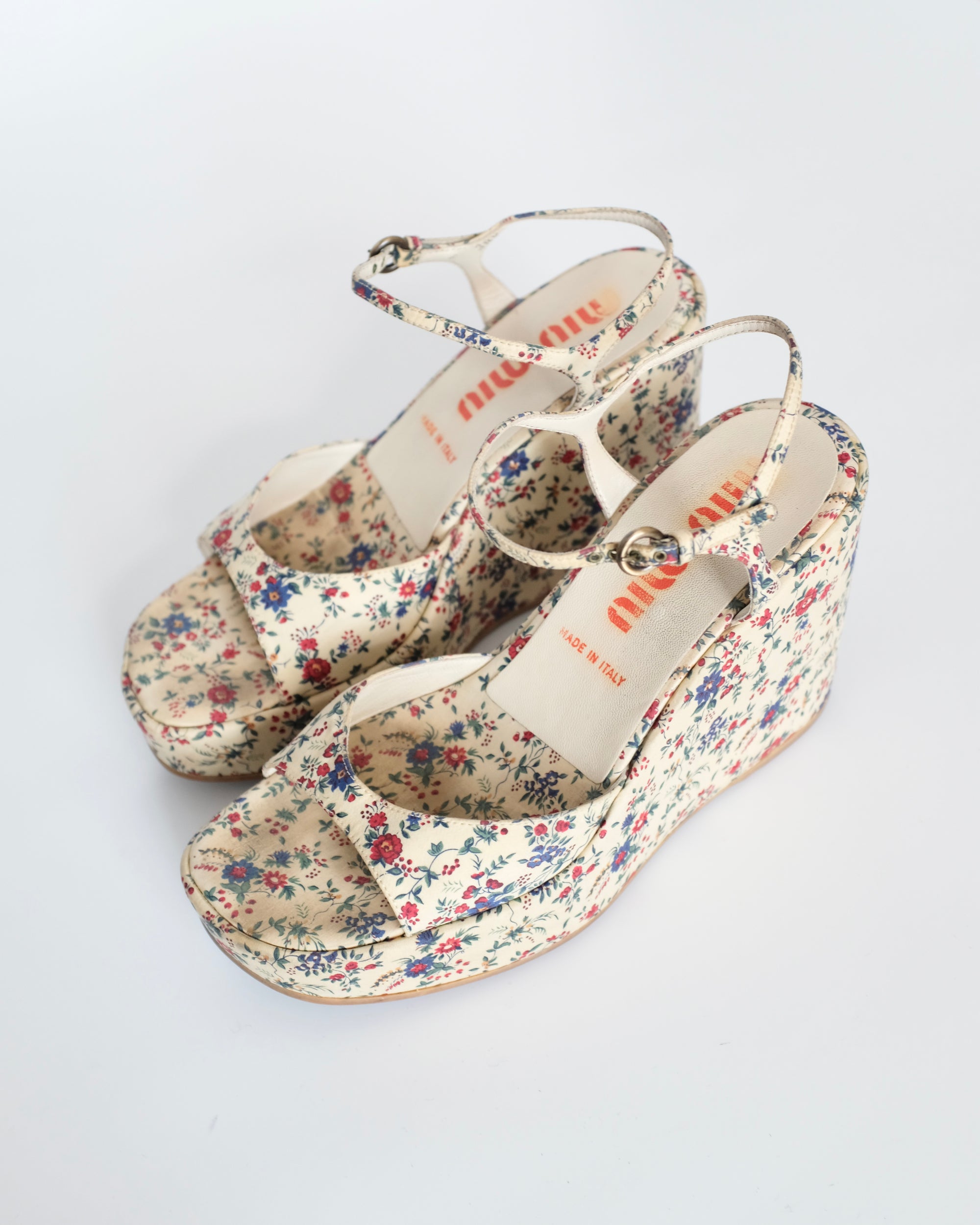 Miu Miu 90's Floral Platform Sandals (38.5)