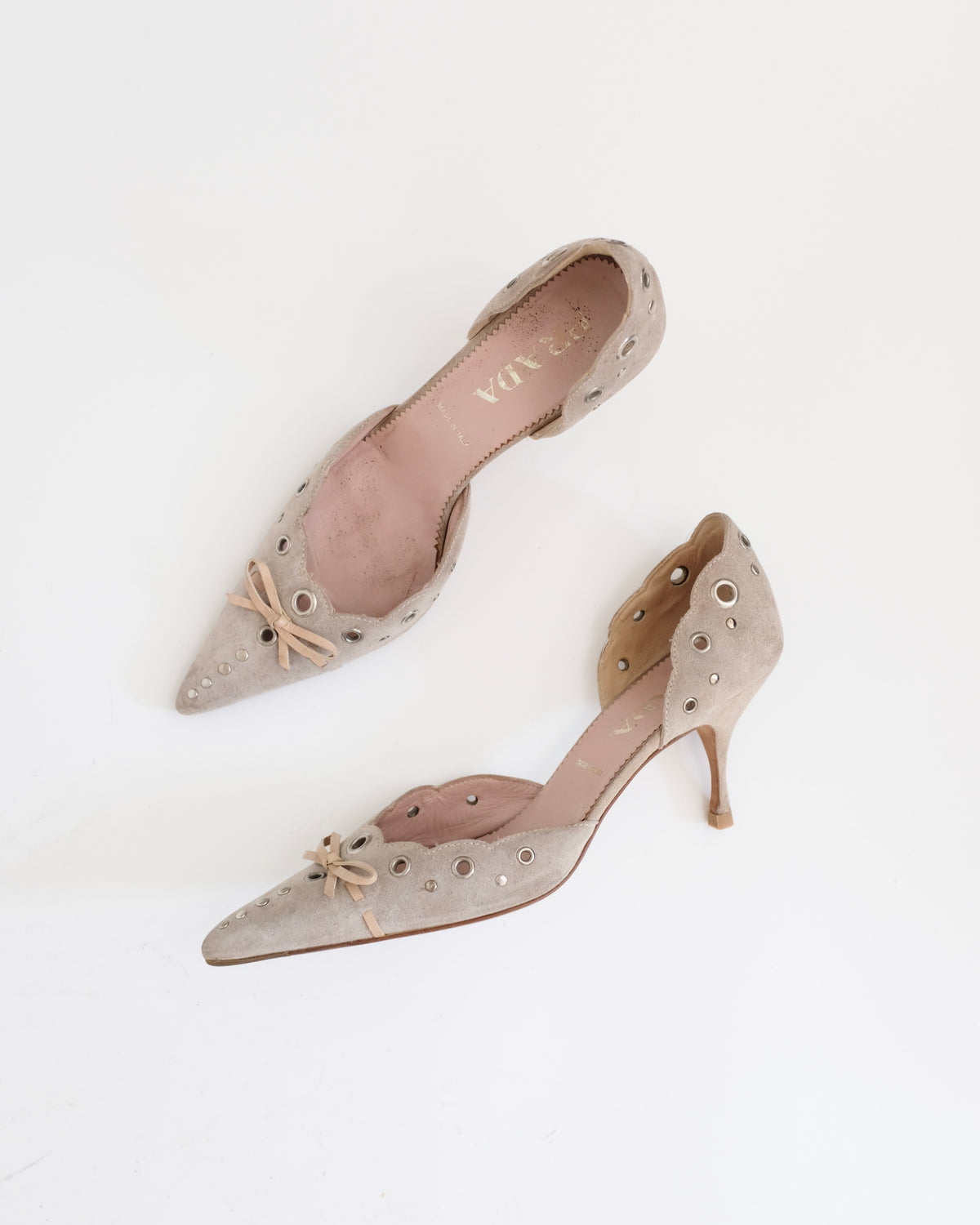 Prada Suede Eyelet Kitten Heels (38.5)