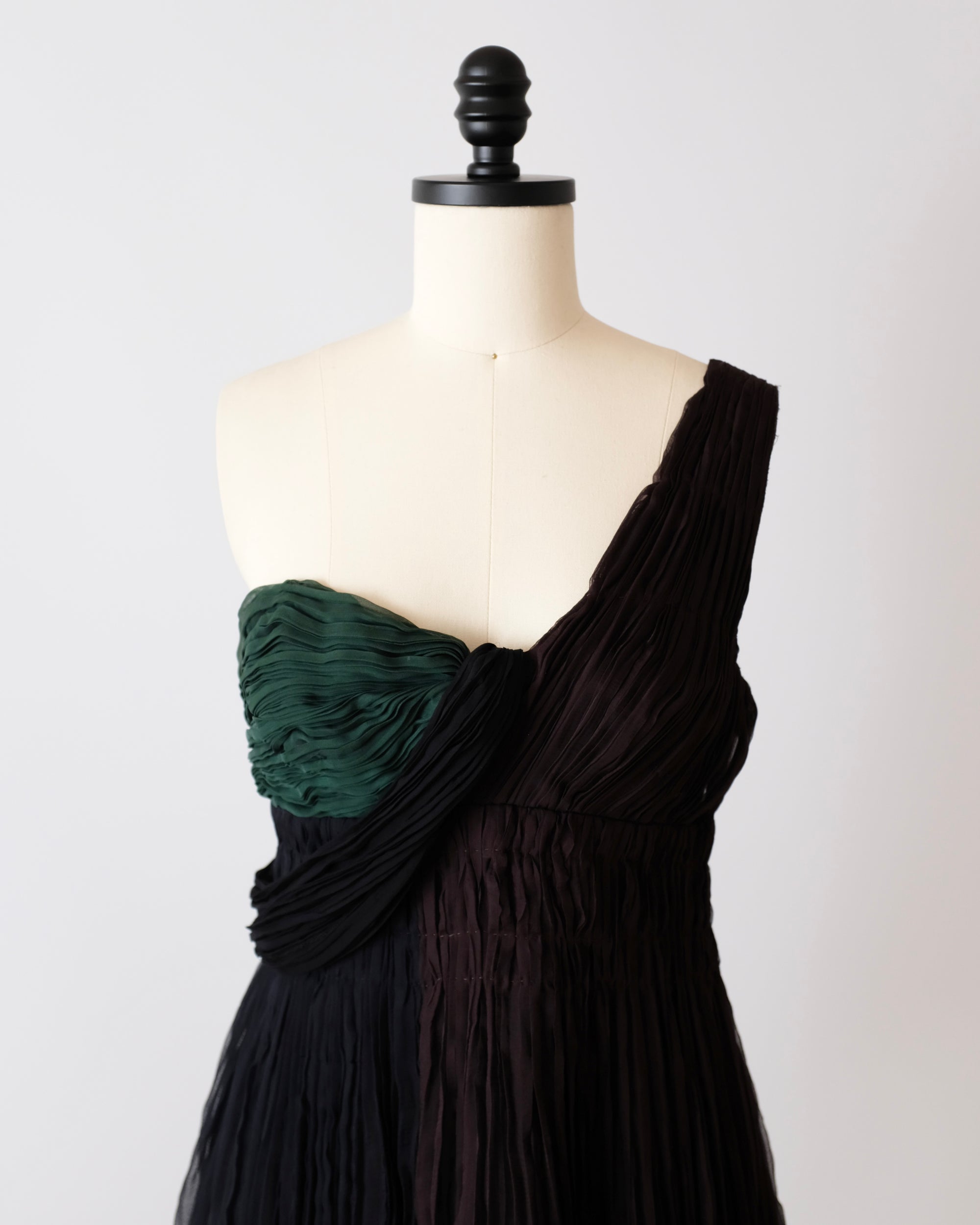 Prada SS2005 Color Block Pleated Mini Dress (XS)
