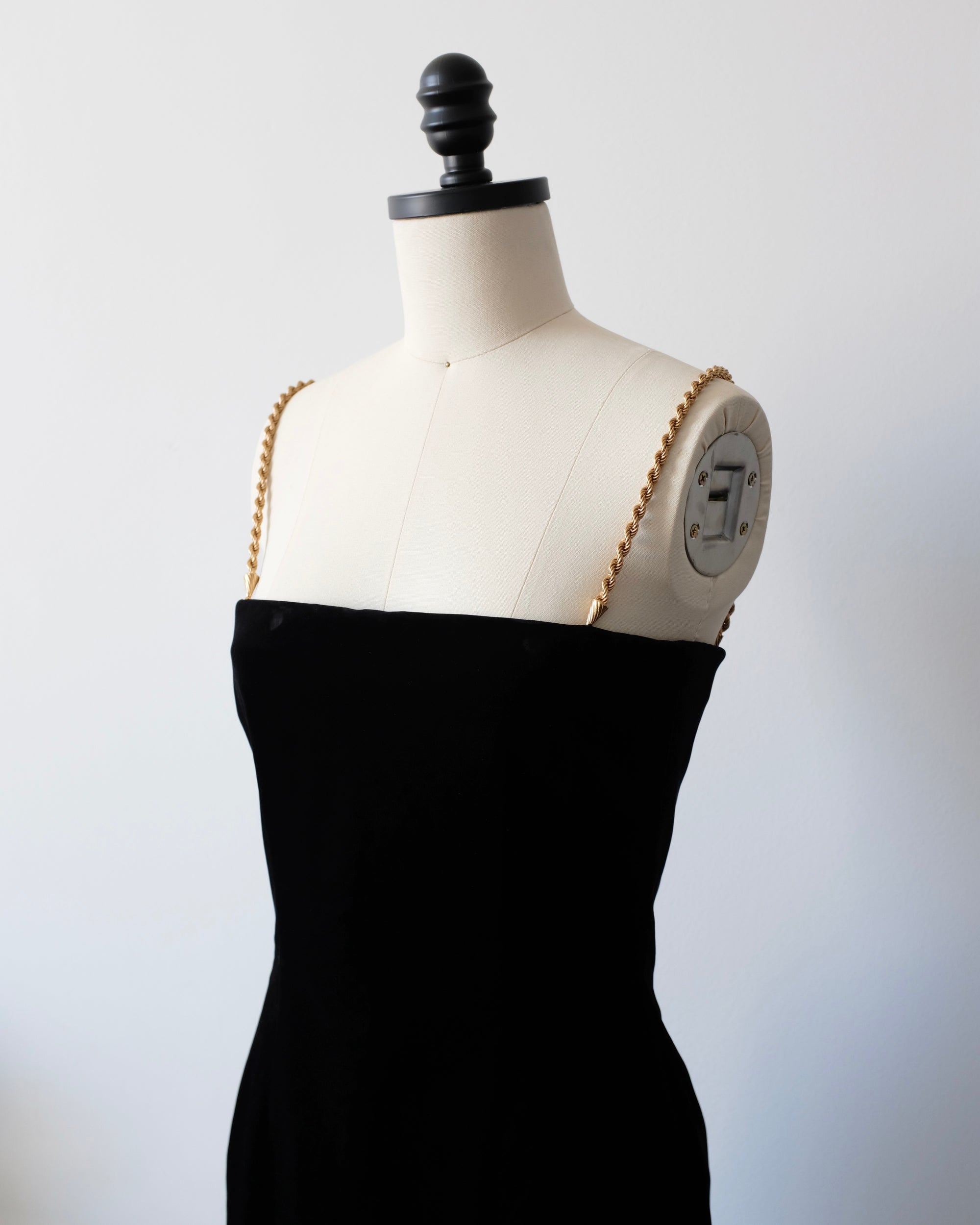 Ferragamo FW2023 Velvet Dress with Gold Chains (XS)