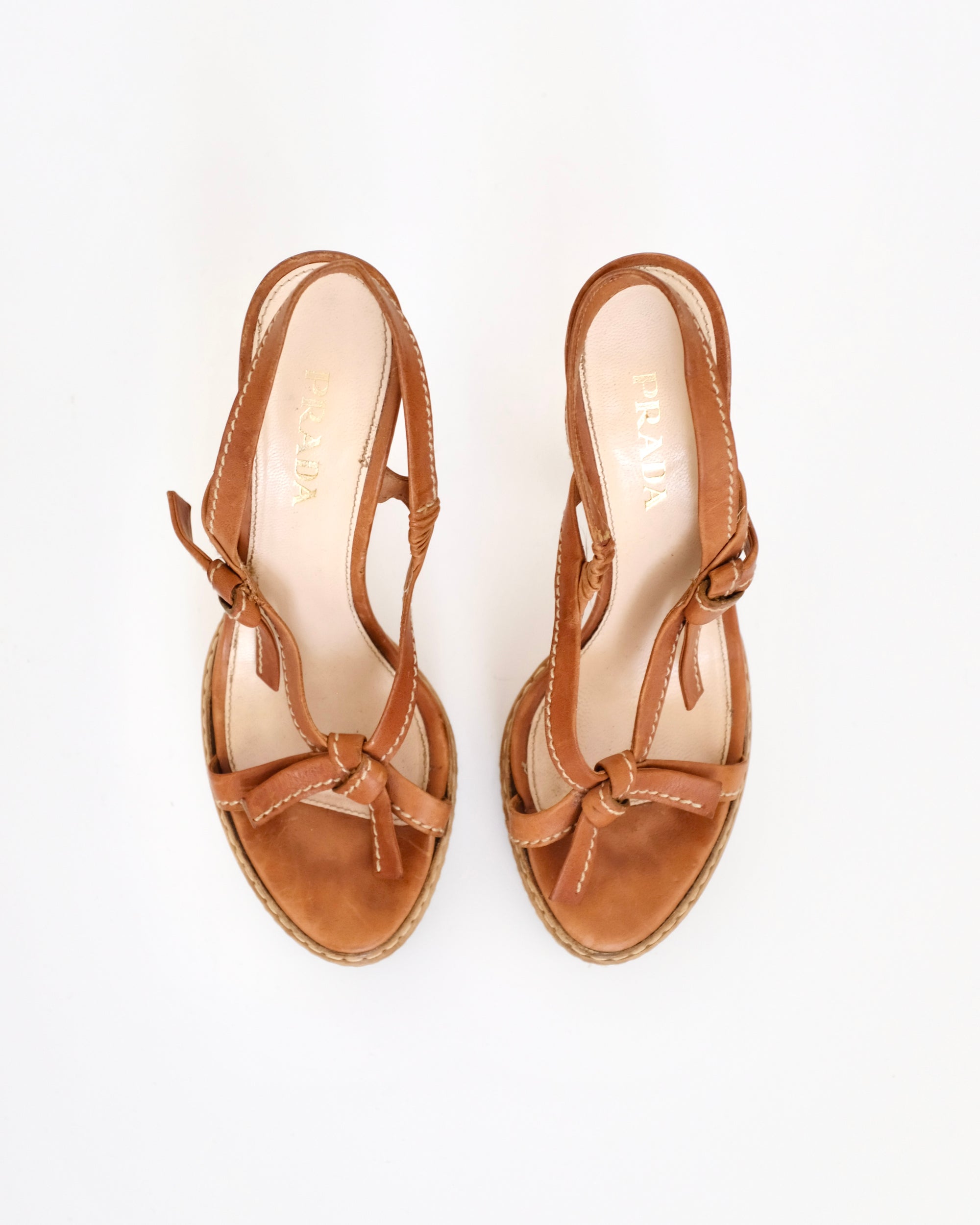 Prada SS2009 Tan Platform Sandals (37)