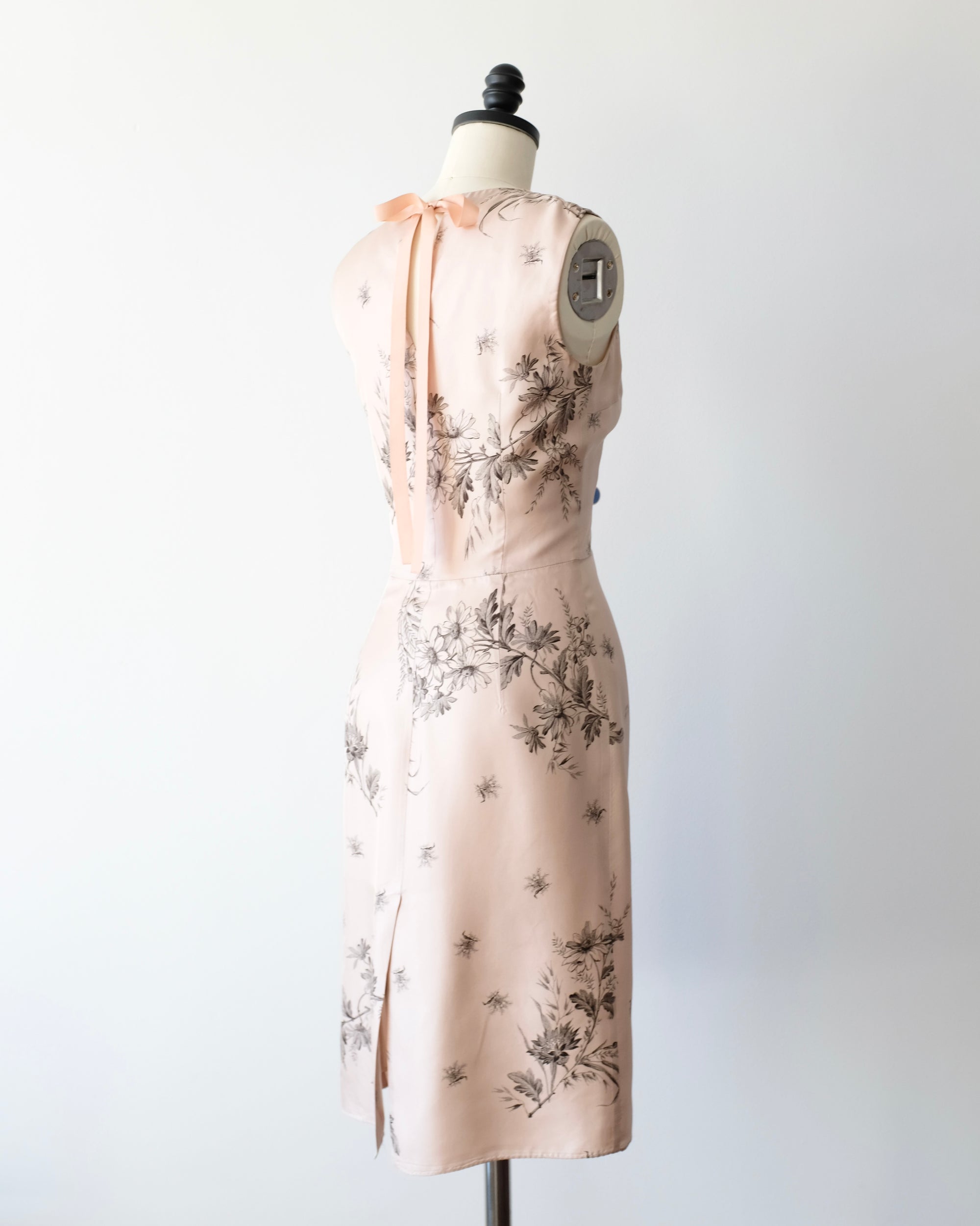 Prada Silk Floral Midi Dress with Bow Back (XS)