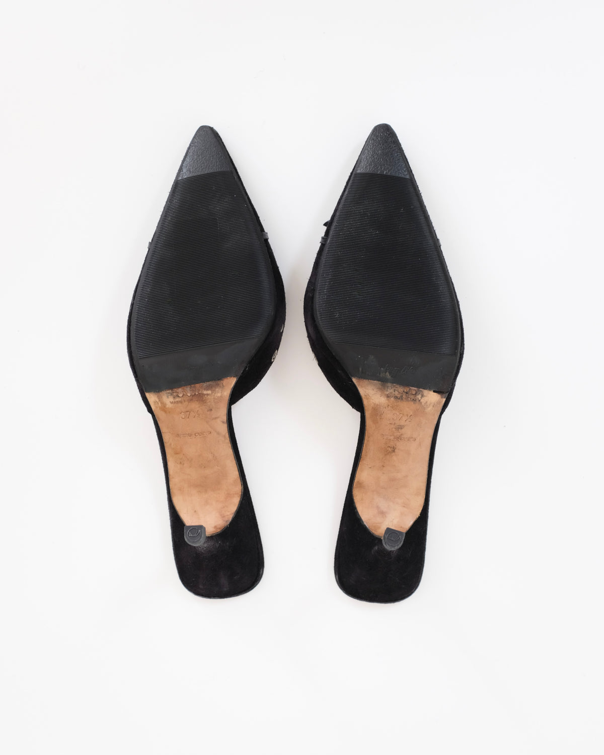 Prada Black Suede Eyelet Kitten Heels (37.5)