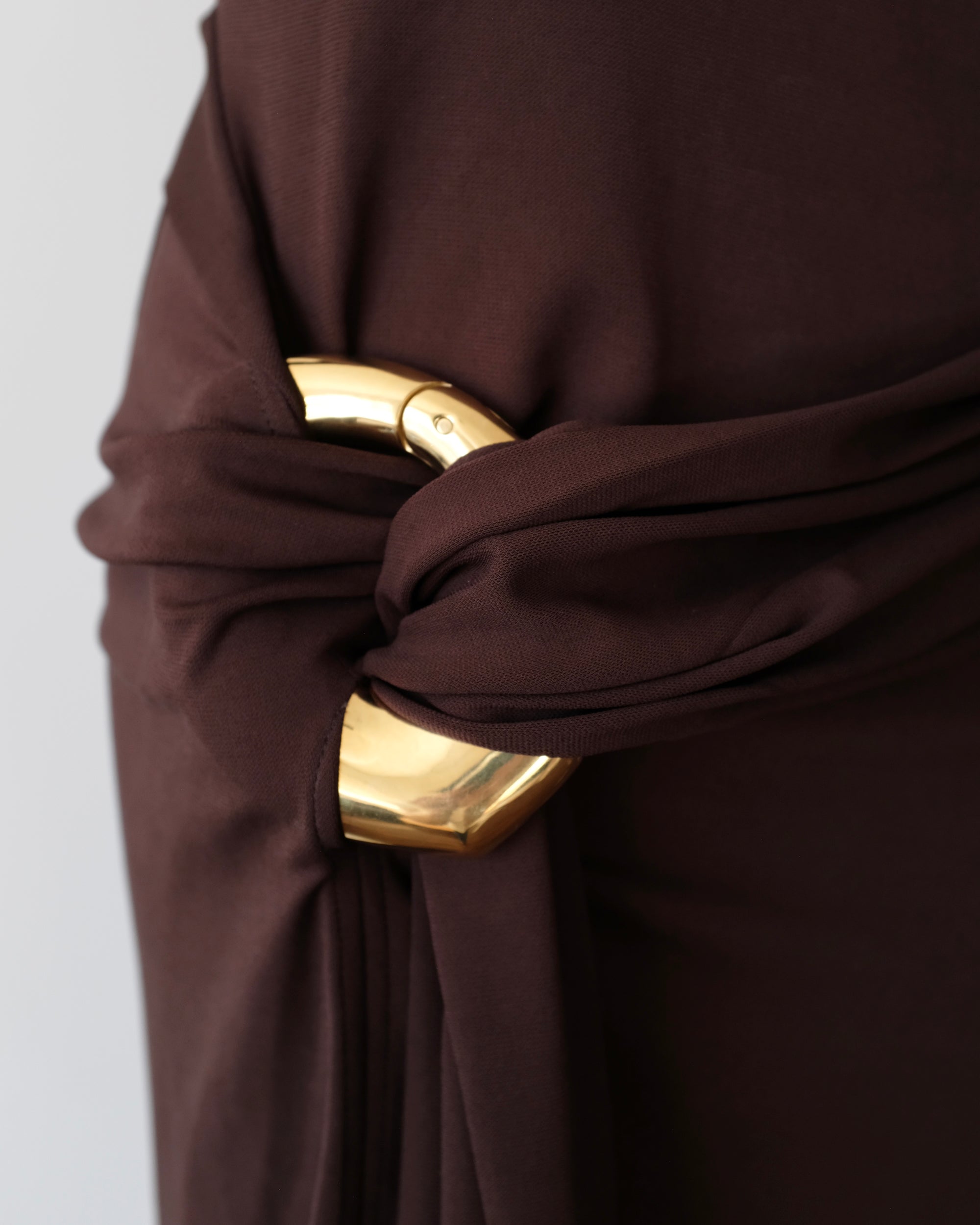 Ferragamo Draped Jersey Dress with Gold Hardware (S)