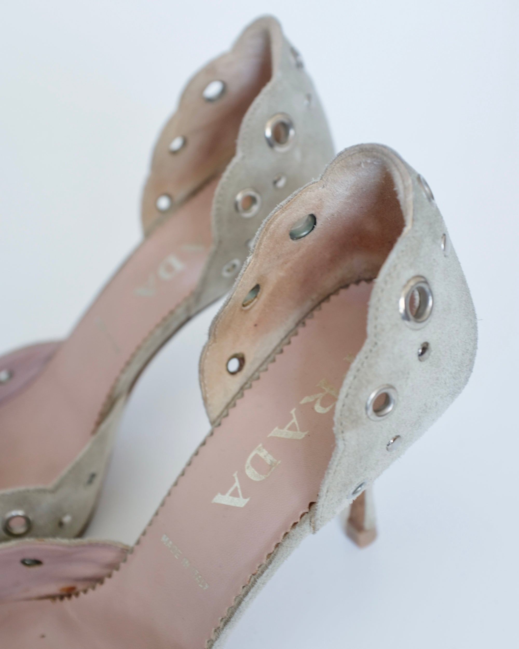 Prada Suede Eyelet Kitten Heels (37)