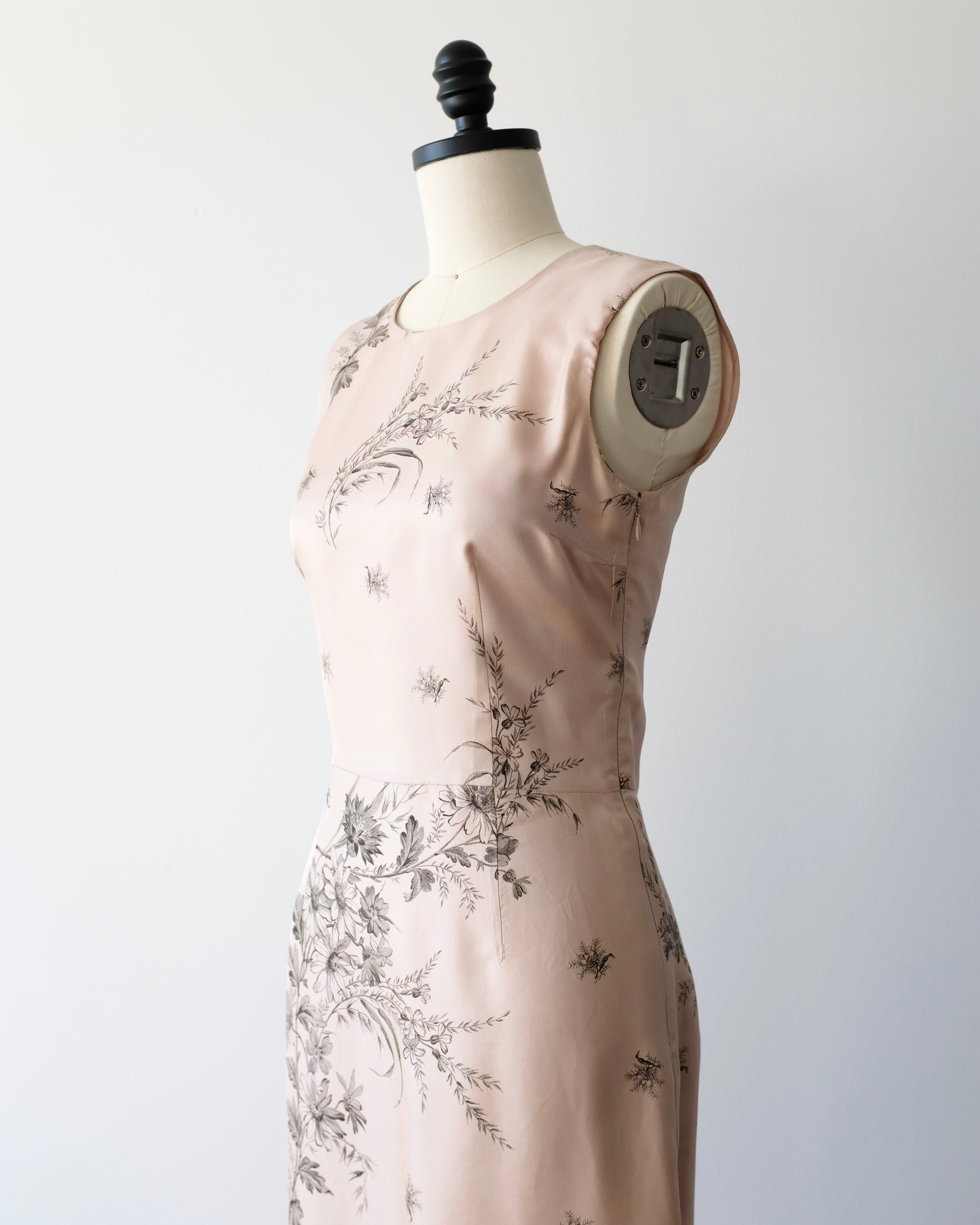 Prada Silk Floral Midi Dress with Bow Back (XS)