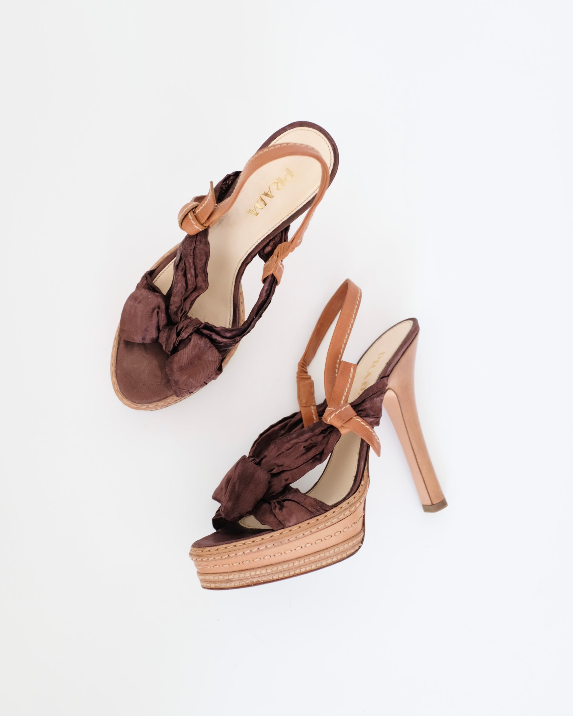Prada SS2009 Silk Platform Sandals (38.5)