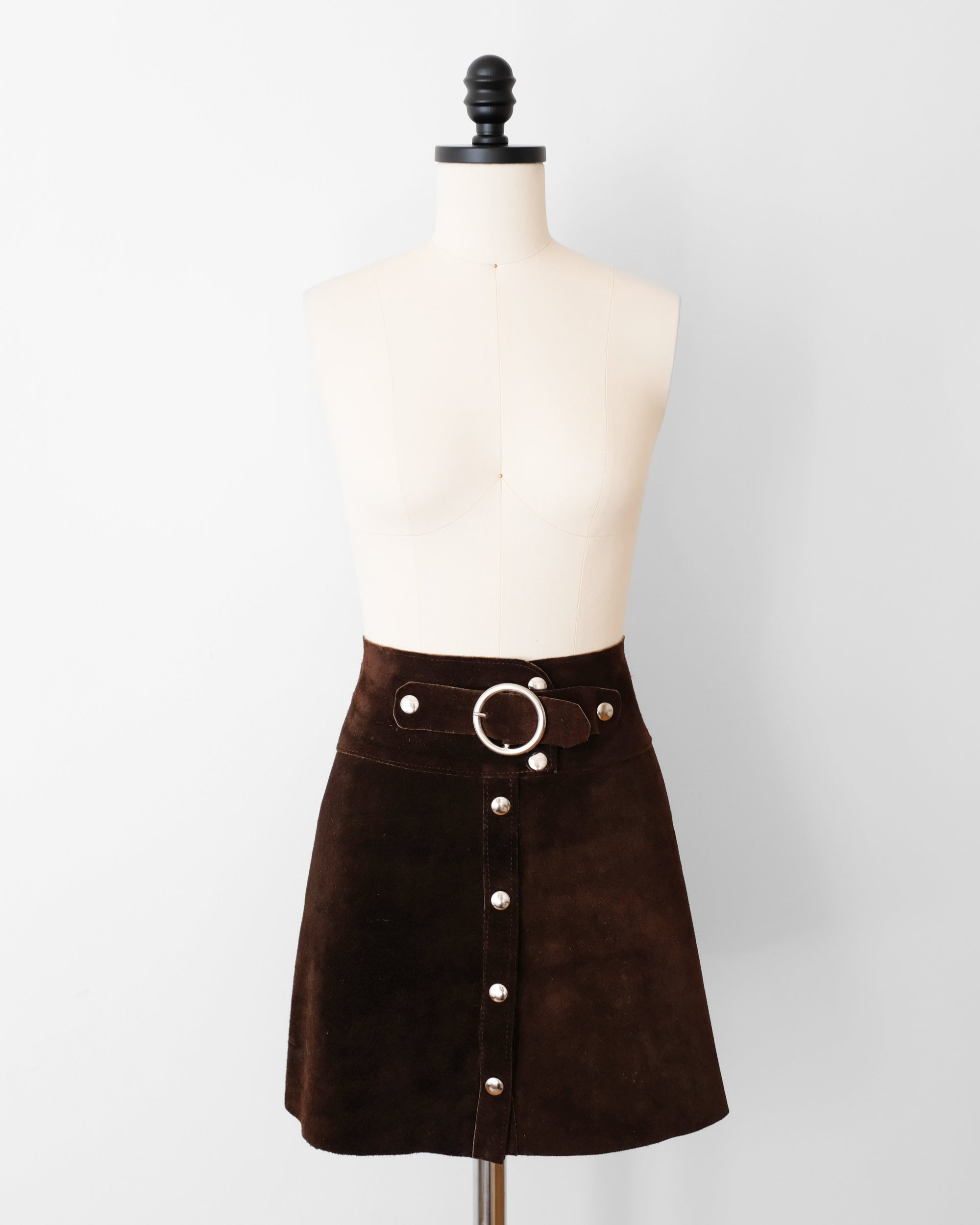 Vintage 1970's Brown Suede Mini Skirt (XS)