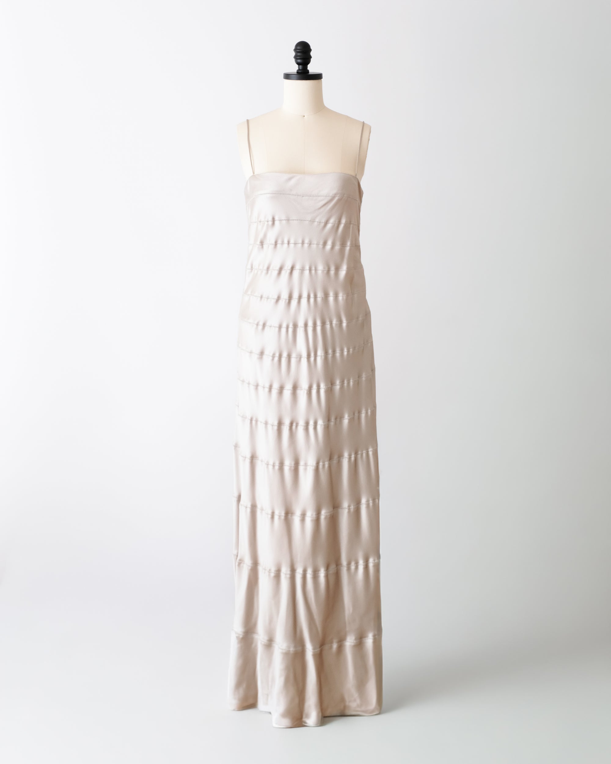 Calvin Klein Collection 1990s Silver Silk Gown (XS)