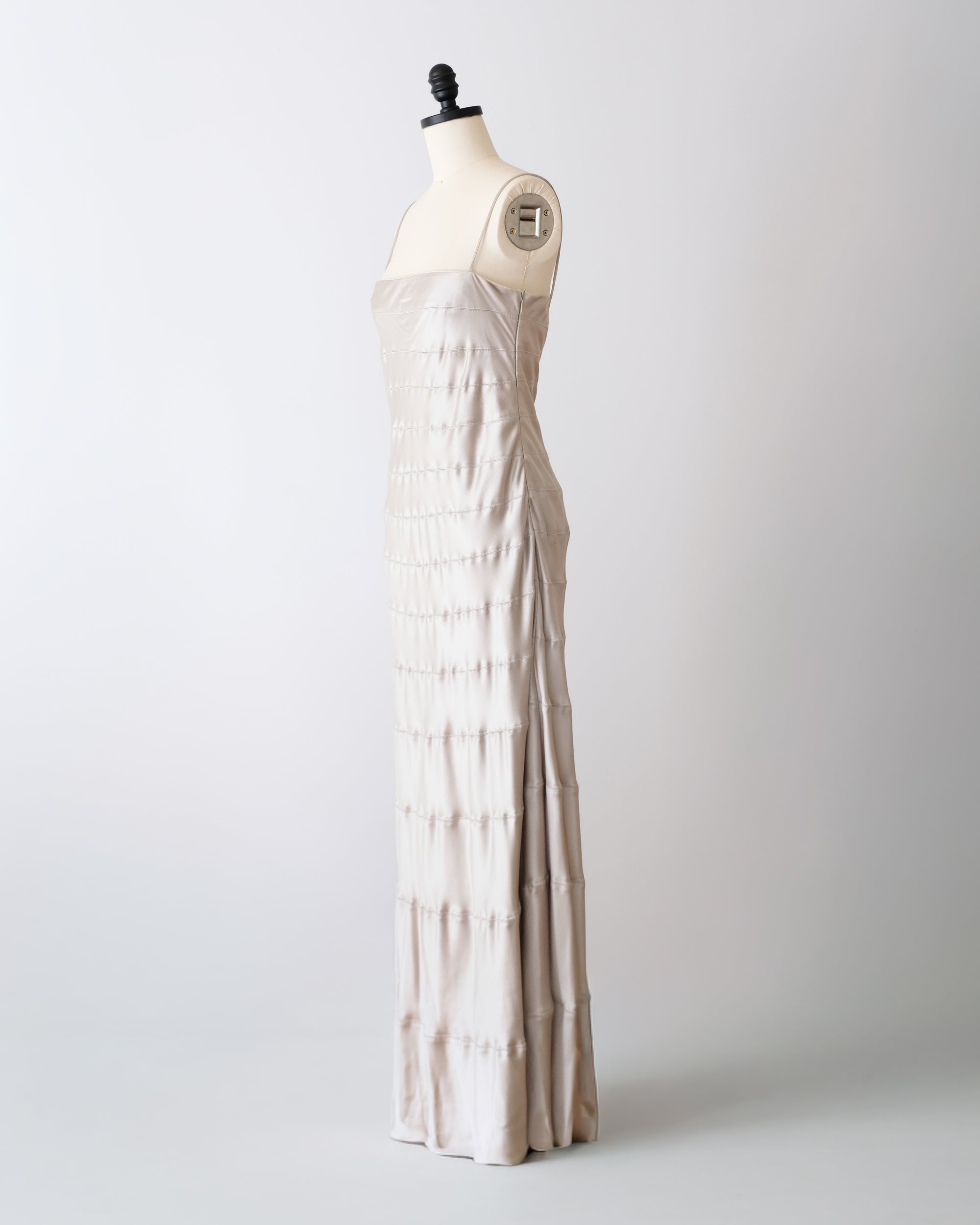 Calvin Klein Collection 1990s Silver Silk Gown (XS)