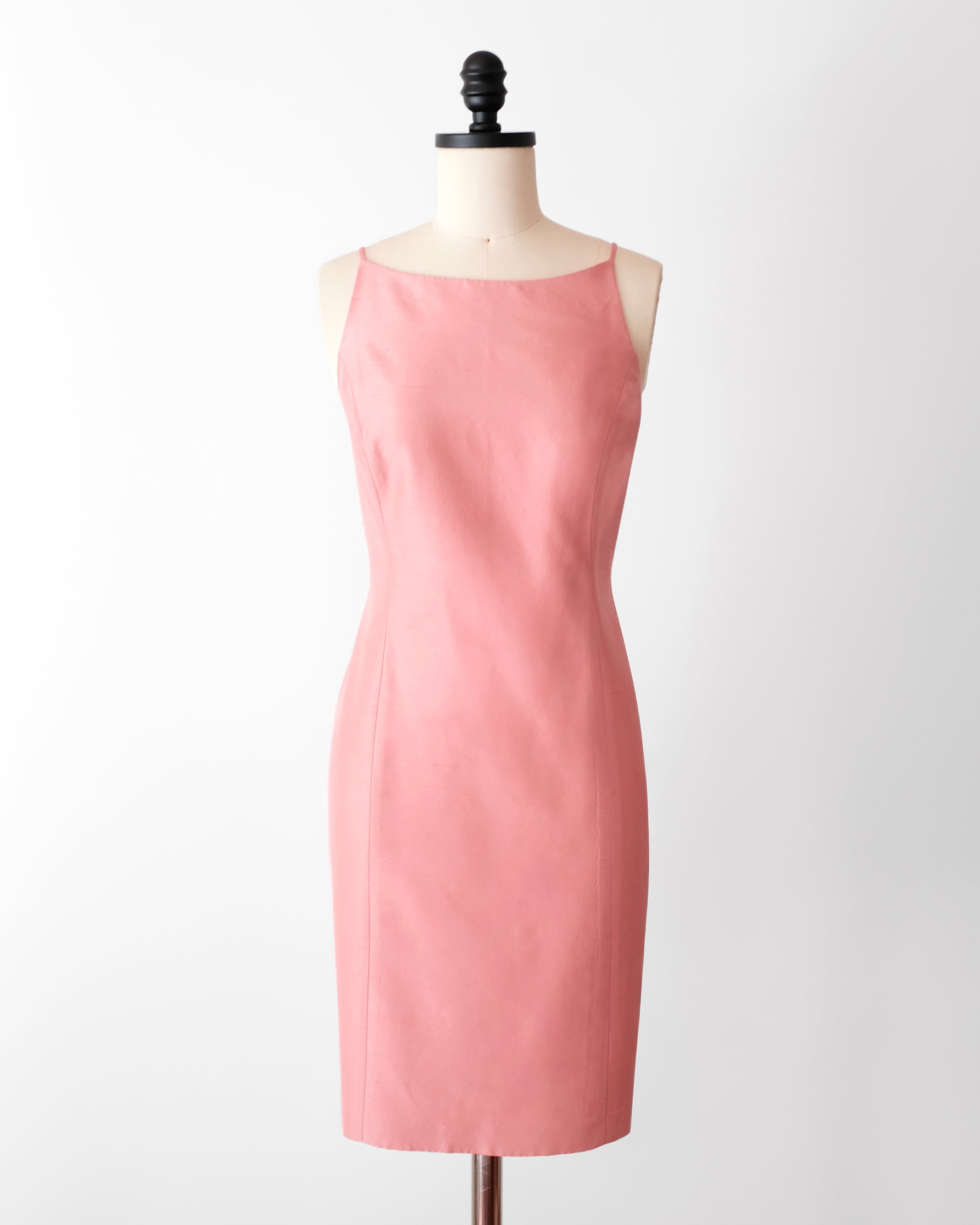 1990's Pink Silk Cutout Back Dress (M)