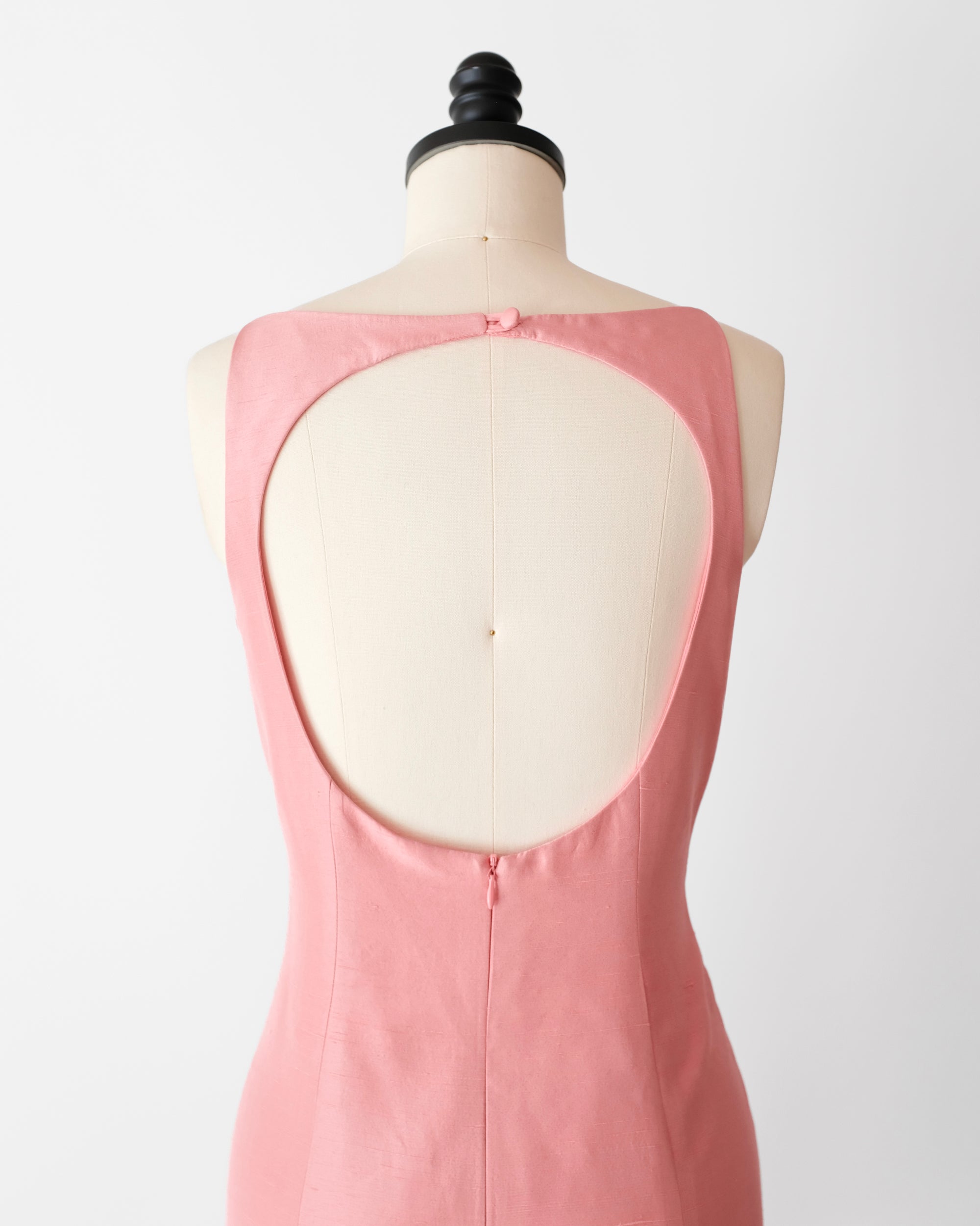 1990's Pink Silk Cutout Back Dress (M)