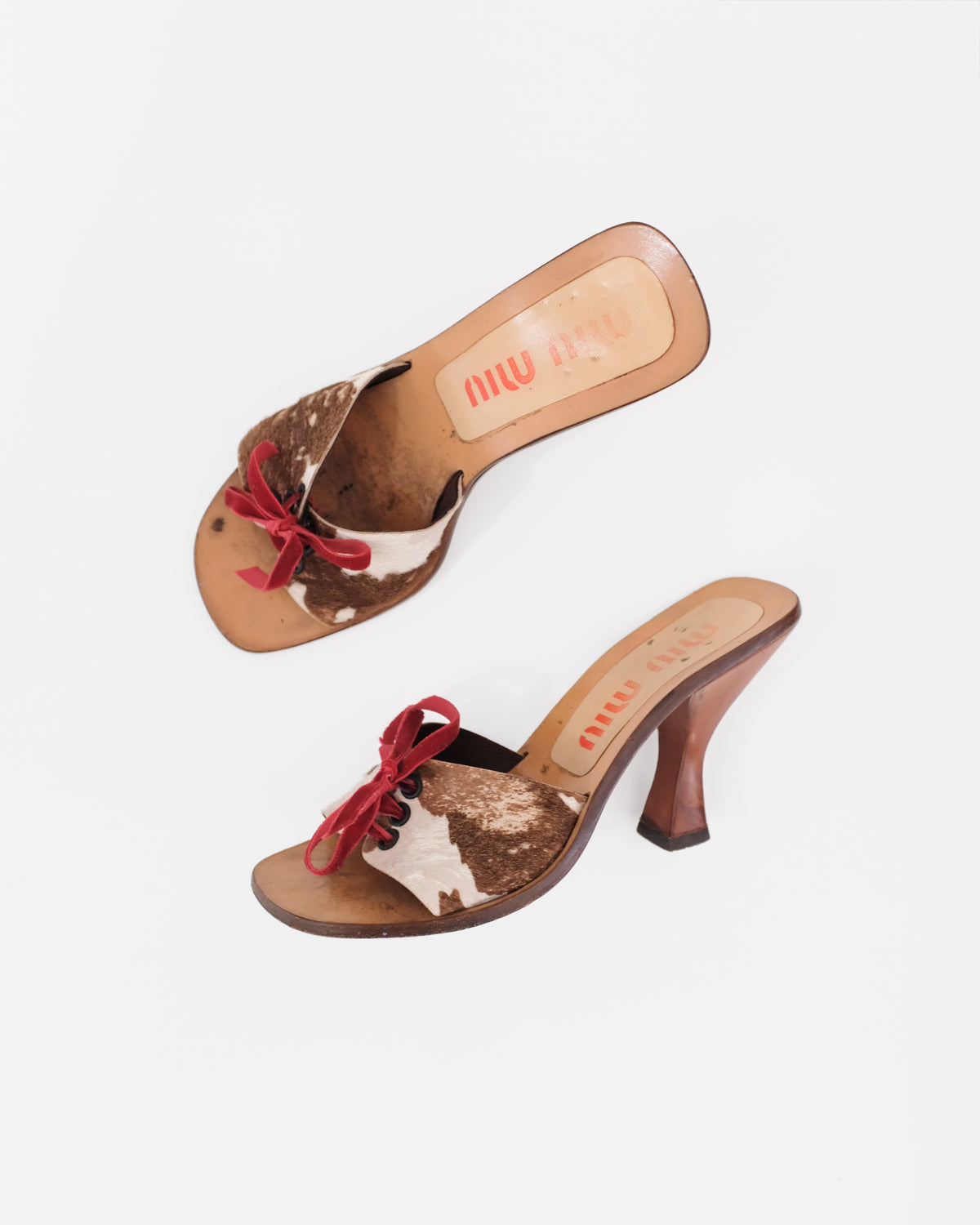 Miu Miu SS1998 Cow Print Ponyhair Mules (38)