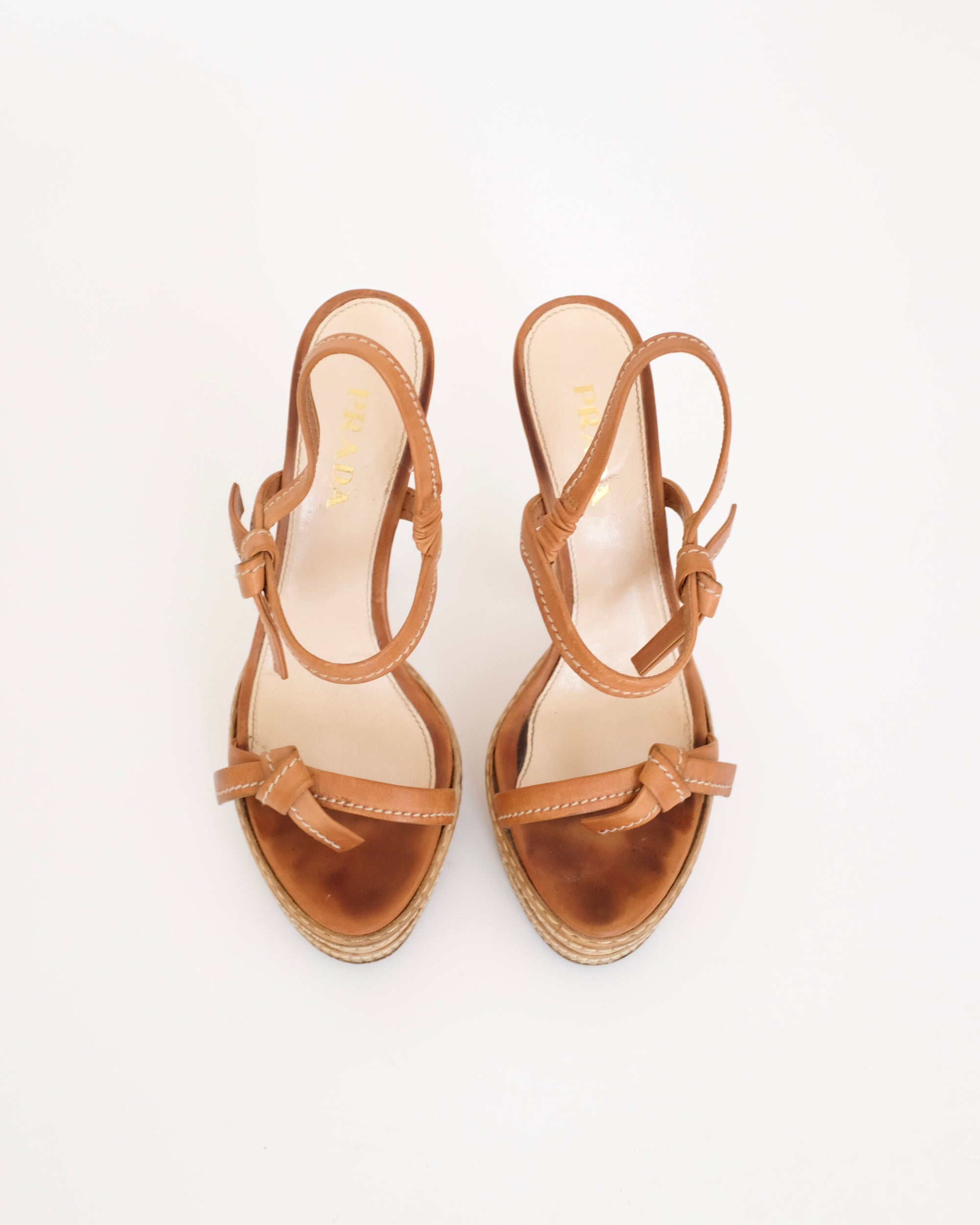 Prada SS2009 Tan Platform Sandals (38)