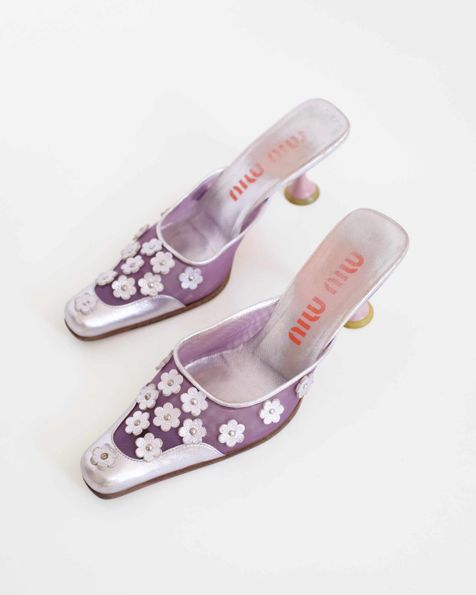 Miu Miu 1999 Purple Mesh 3D Floral Mules (38)