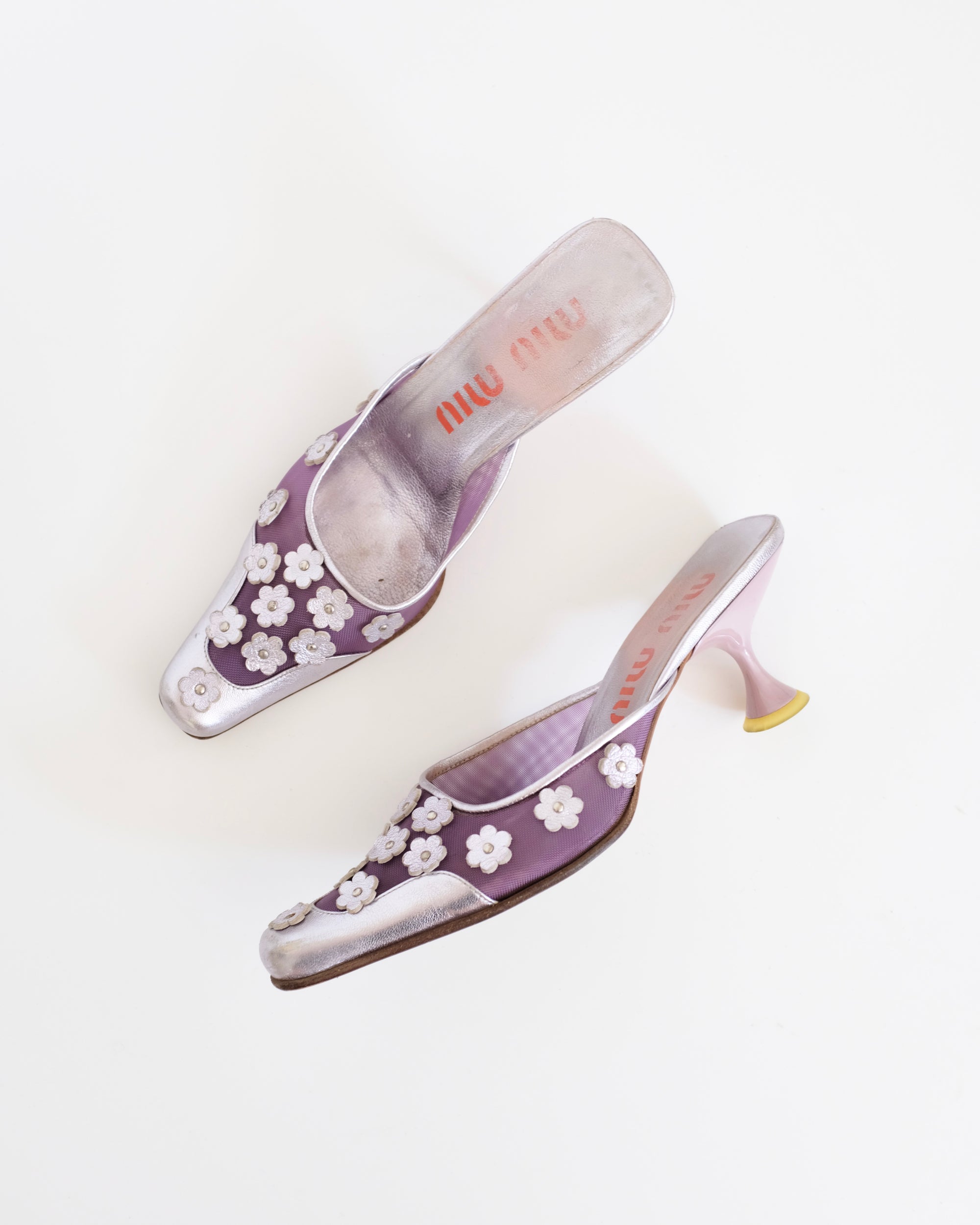 Miu Miu 1999 Purple Mesh 3D Floral Mules (38)