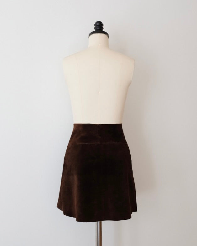 Vintage 1970's Brown Suede Mini Skirt (XS)
