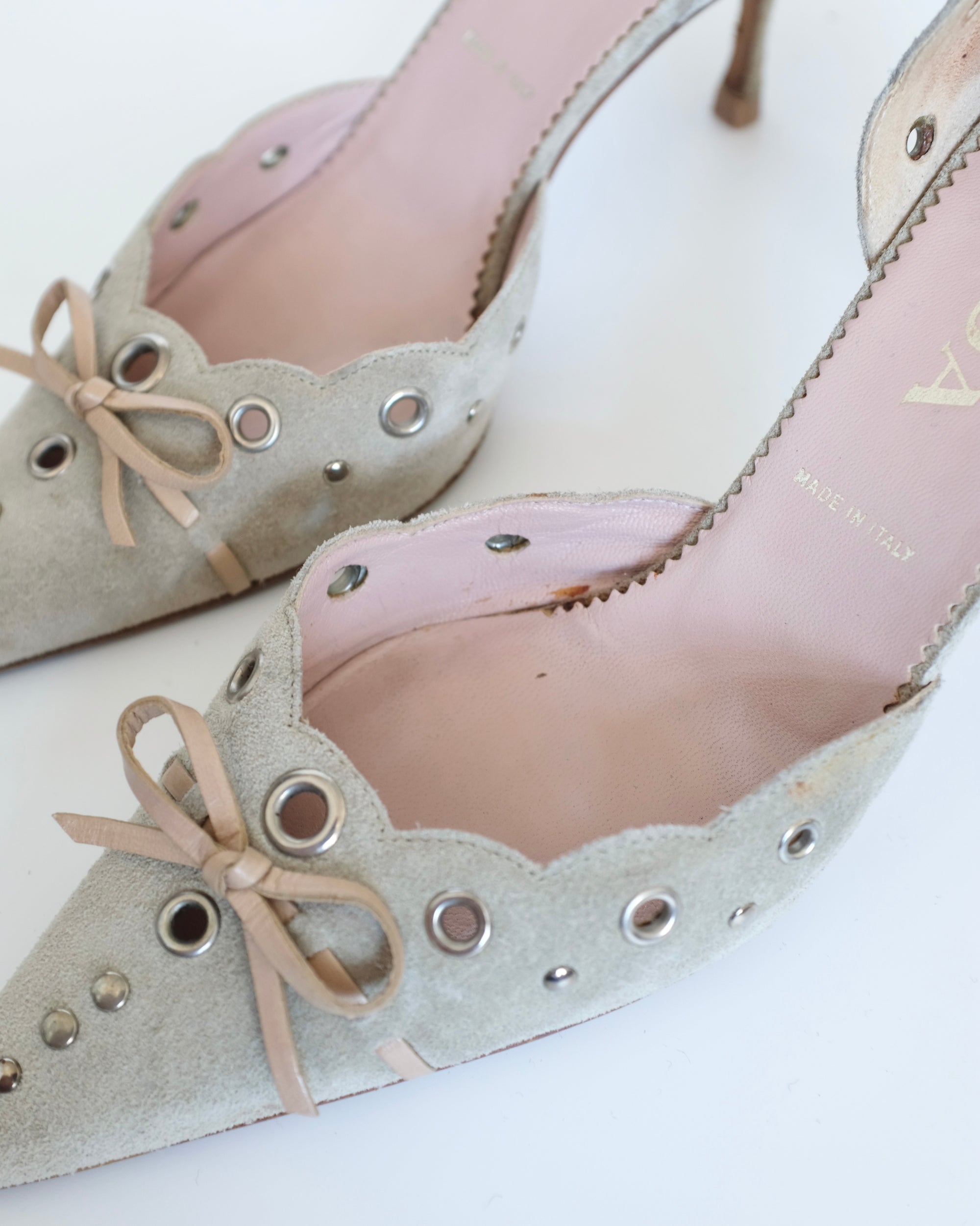 Prada Suede Eyelet Kitten Heels (37)