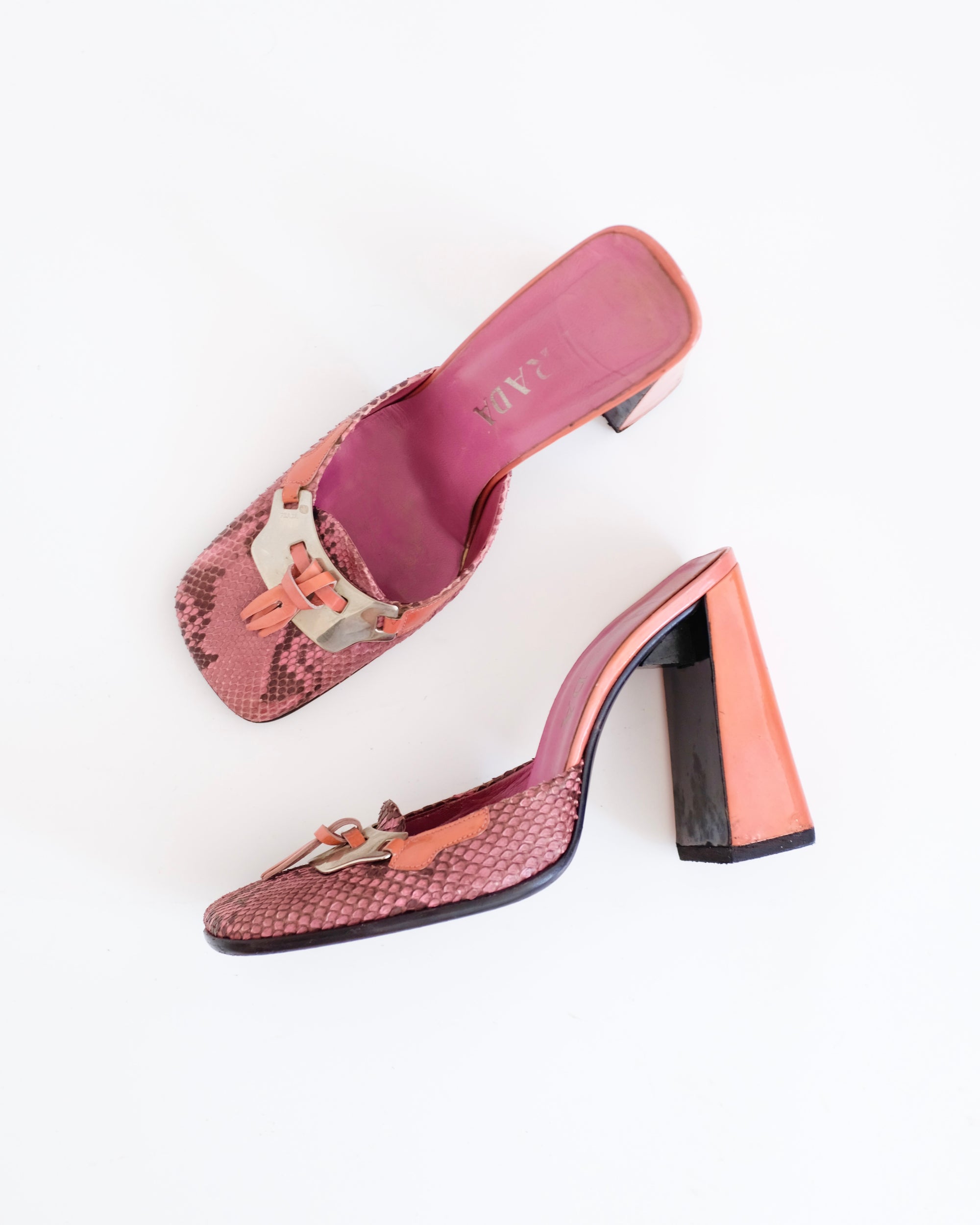 Prada FW1999 Pink Python Mirror Heels (38.5)