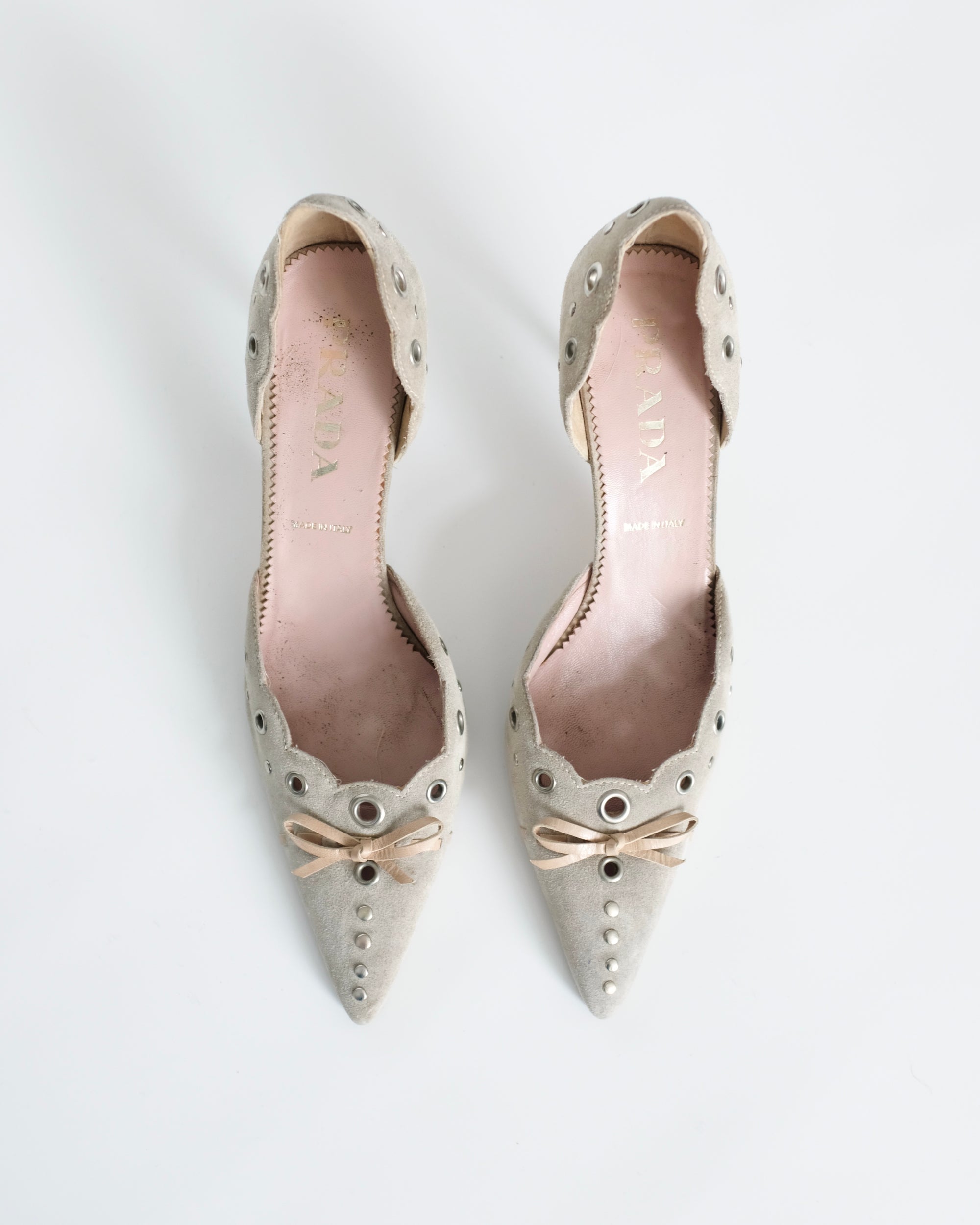 Prada Suede Eyelet Kitten Heels (39)