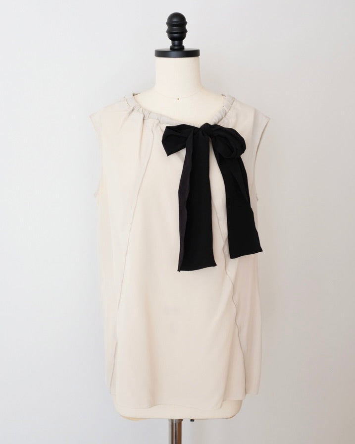 Prada SS2009 Tie Neck Sleeveless Blouse (M)