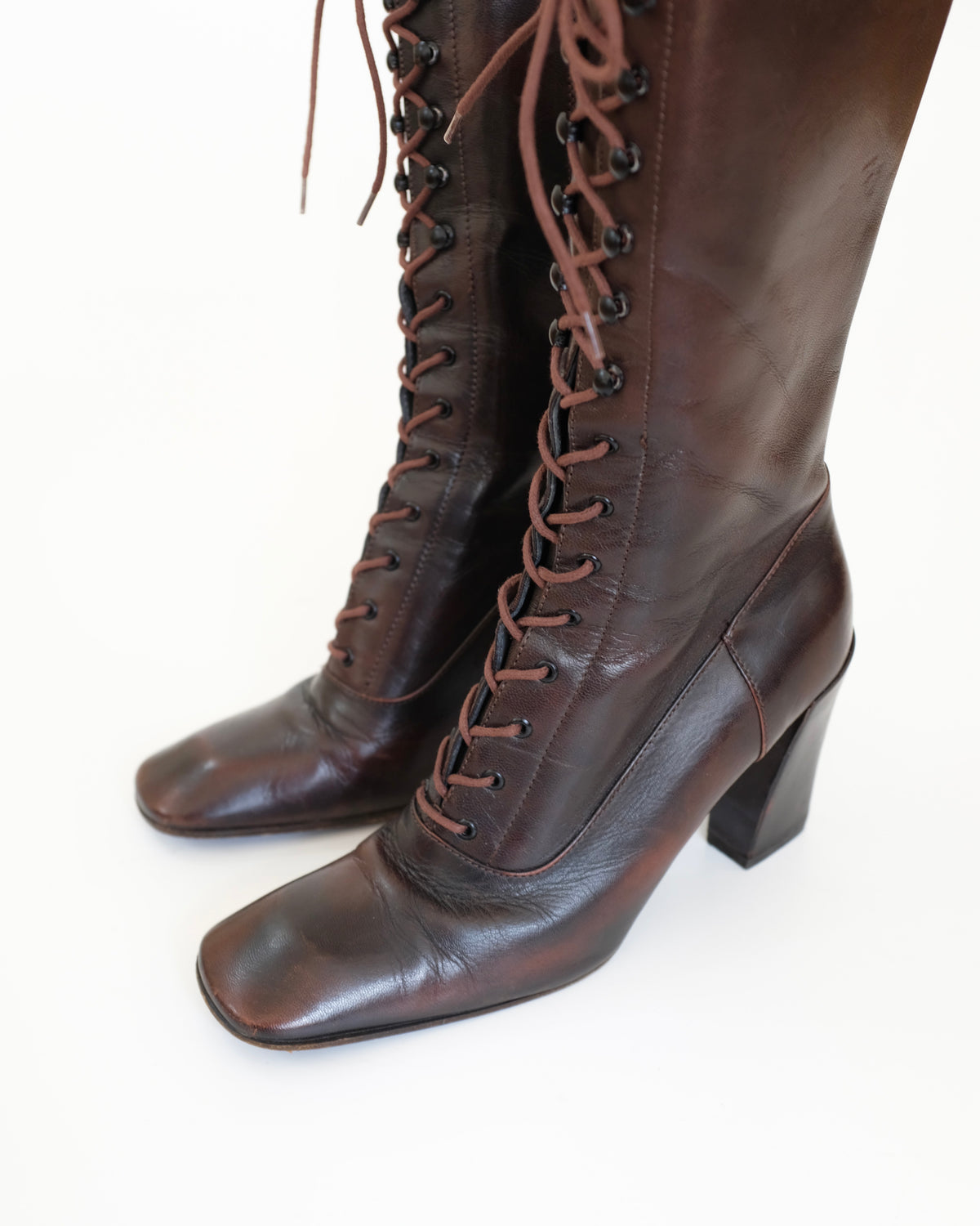 Miu Miu FW2001 Brown Victorian Boots (38)