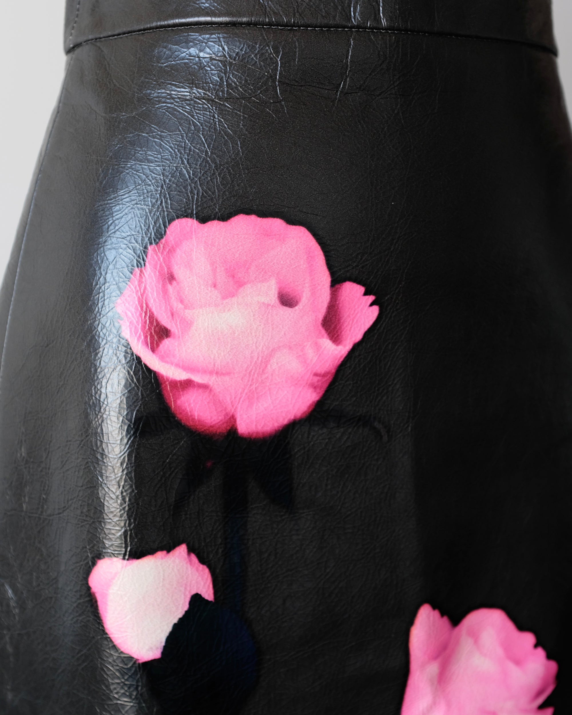 Prada FW2019 Leather Rose Midi Skirt (XS)