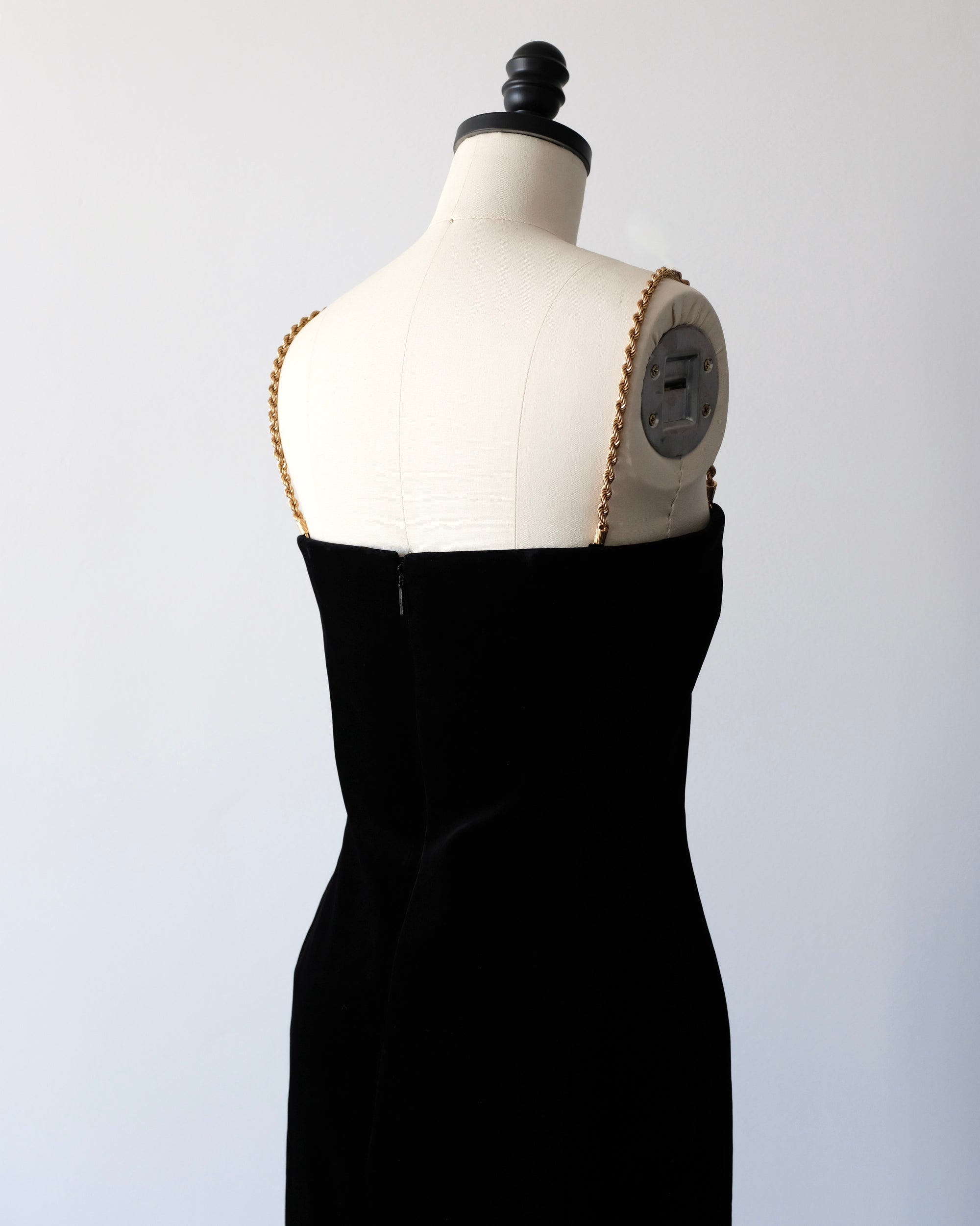 Ferragamo FW2023 Velvet Dress with Gold Chains (XS)