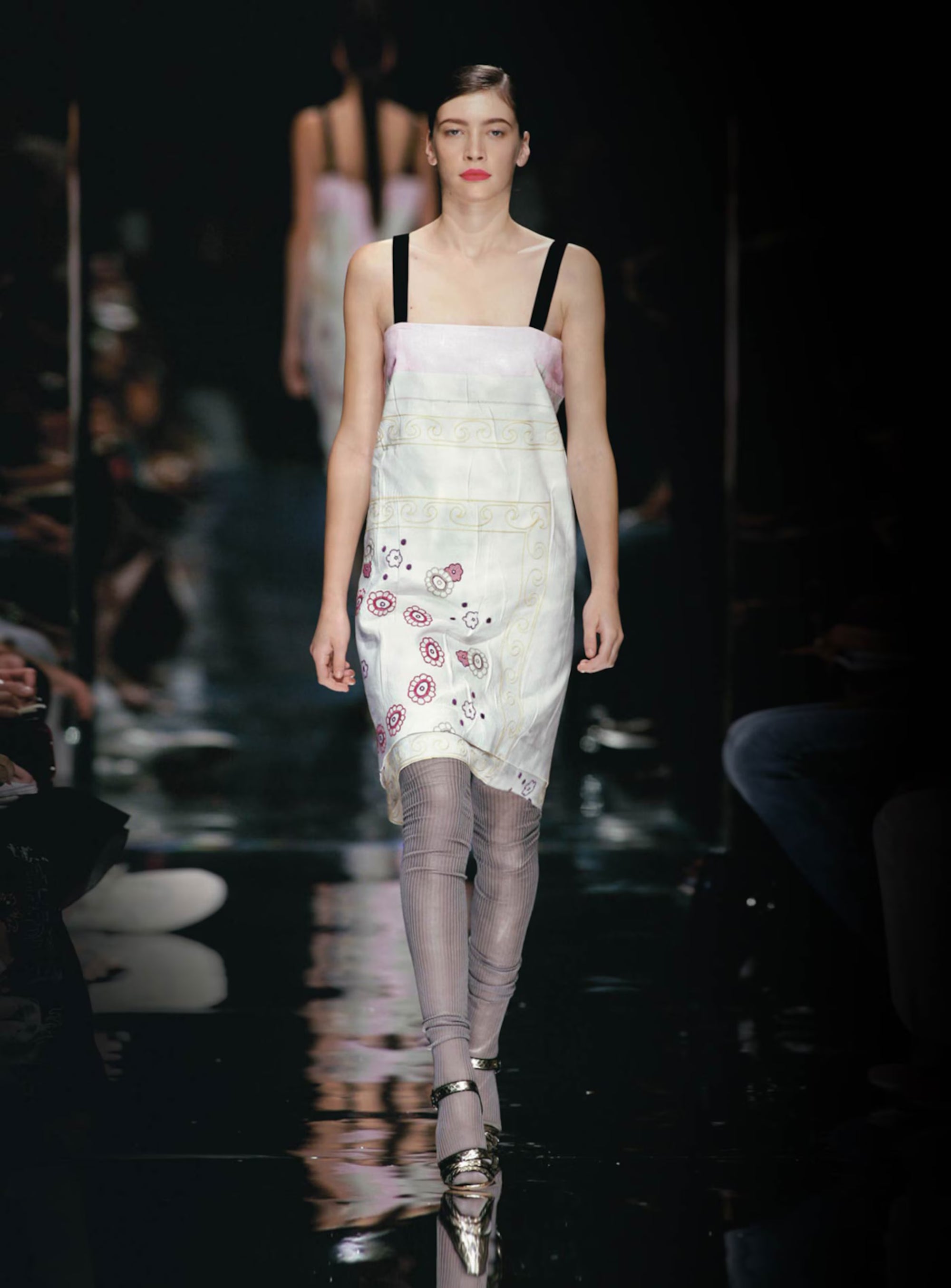 Prada SS2006 Embroidered Floral Linen Midi Skirt (S)