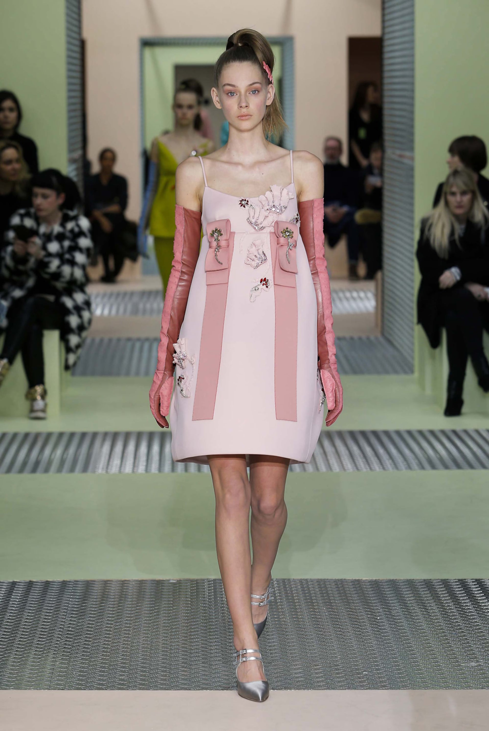 Prada FW2015 Embellished Pink Dress (S)