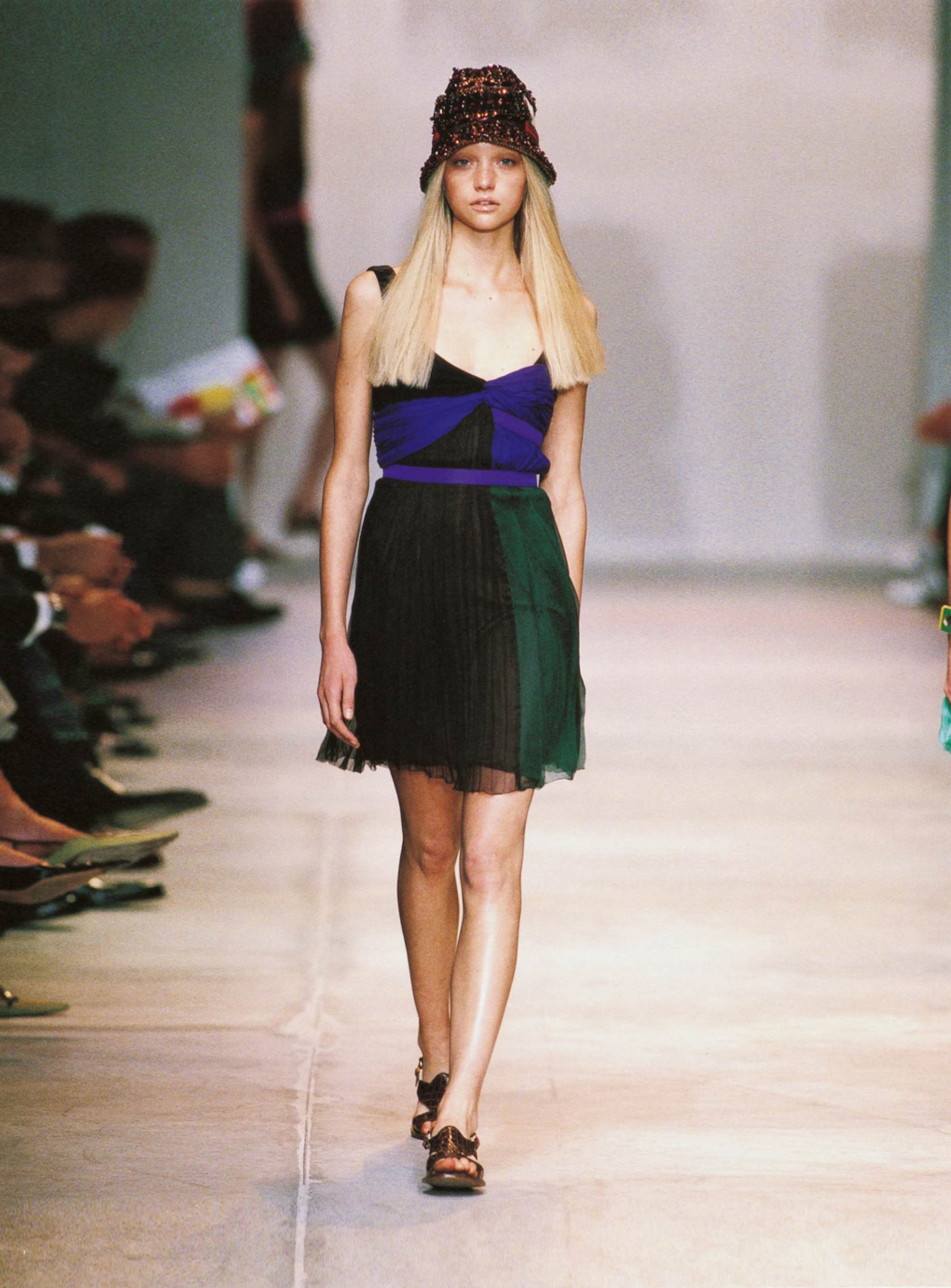 Prada SS2005 Color Block Pleated Mini Dress (XS)